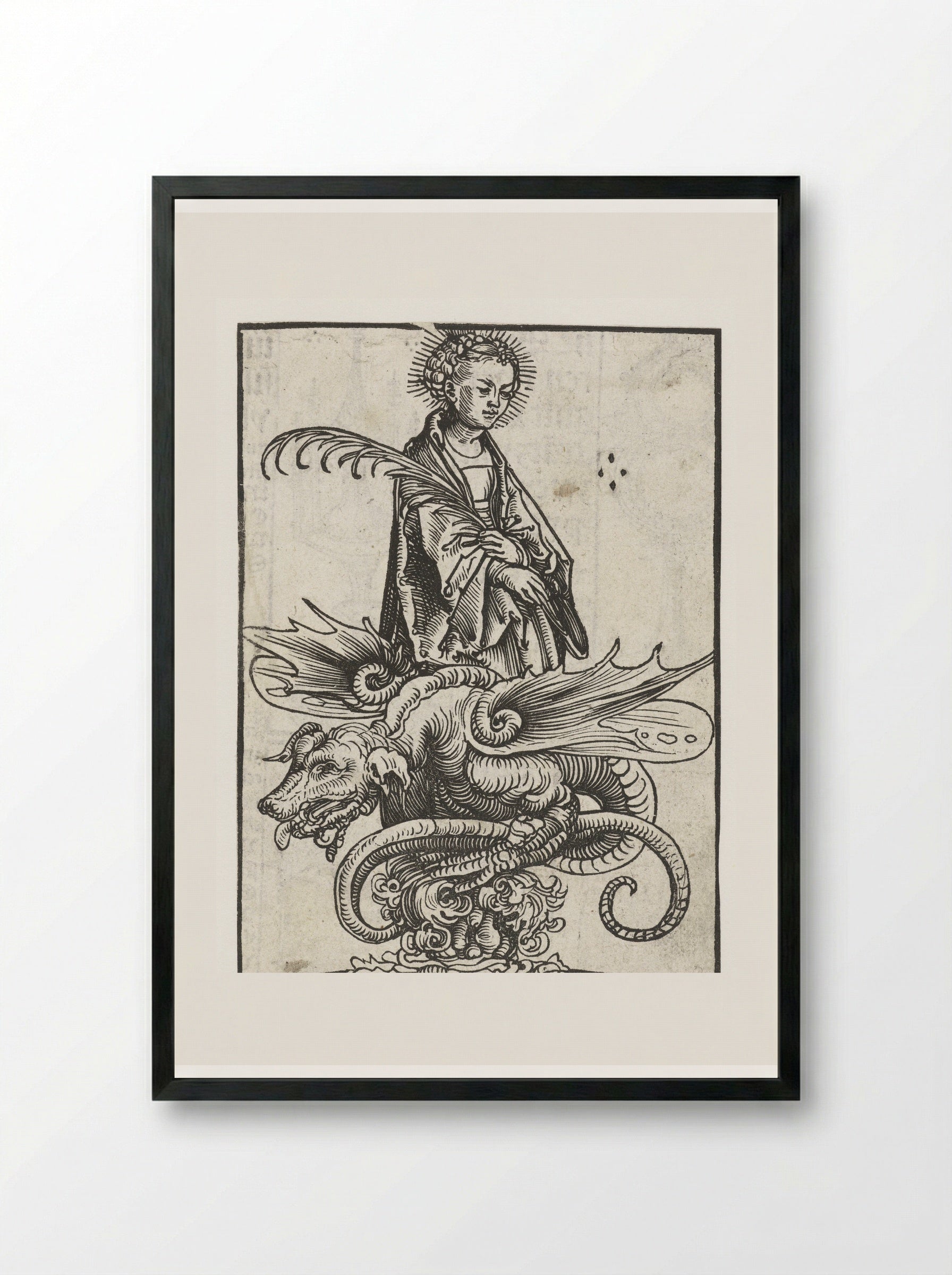 Saint Margaret and the Dragon - Lucas Cranach the Elder - Framed Print Black