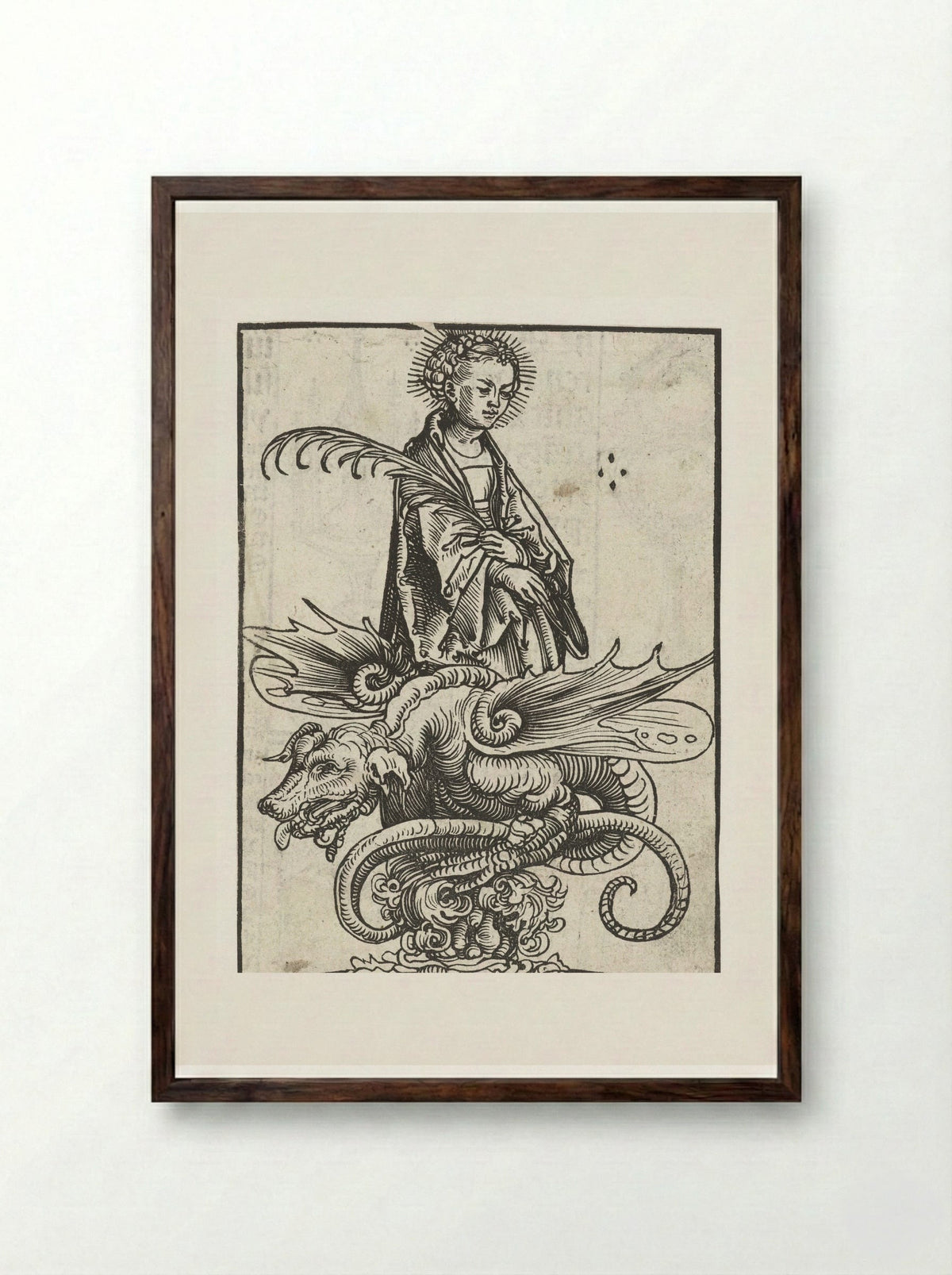 Saint Margaret and the Dragon - Lucas Cranach the Elder - Framed Print Dark Wood