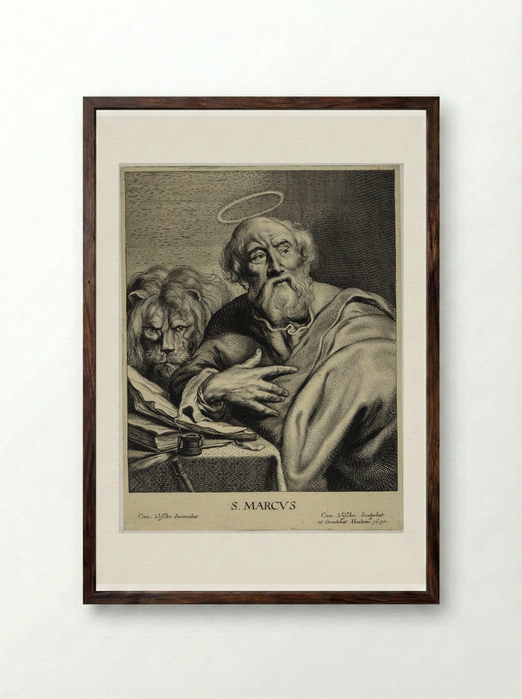 Saint Mark - Cornelis Visscher - Framed Print Dark Wood