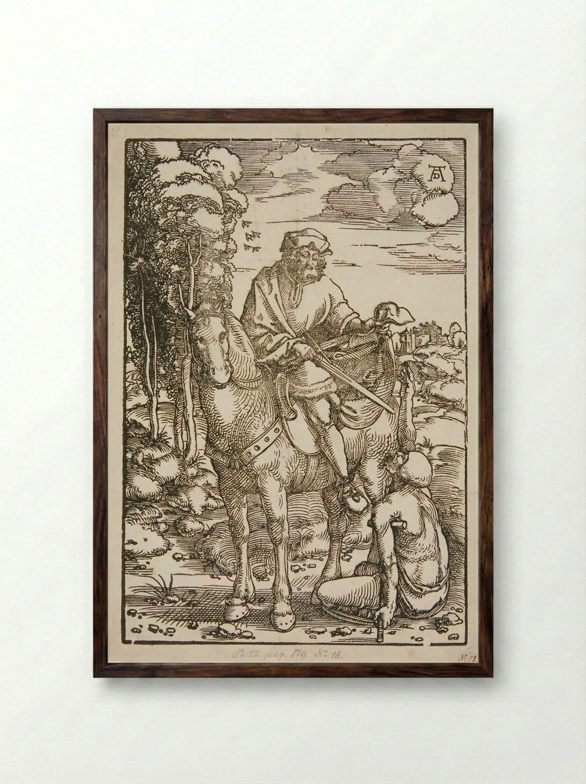 Saint Martin and the Beggar - Hans Baldung Grien - Framed Print Dark Wood