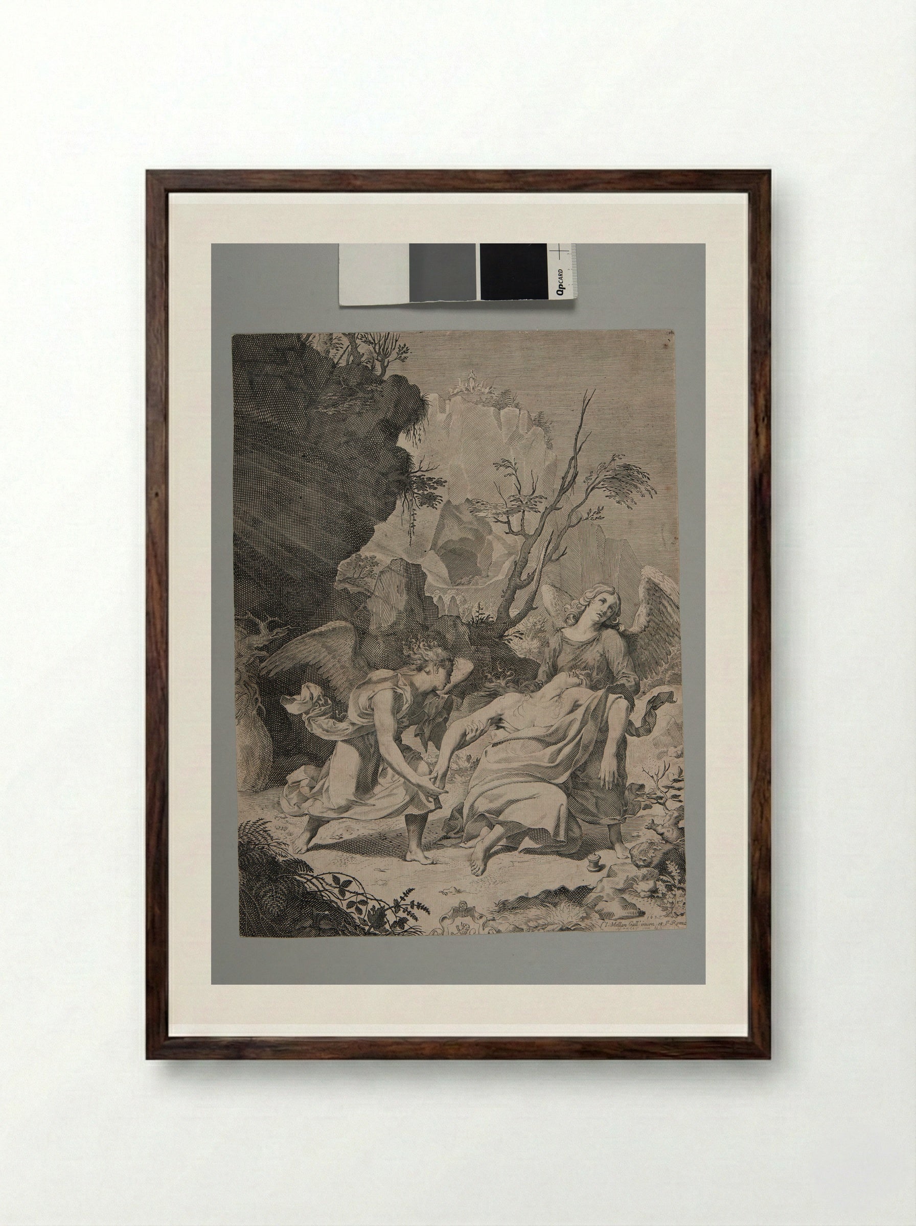 Saint Mary Magdalen Dying - Claude Mellan - Framed Print Dark Wood