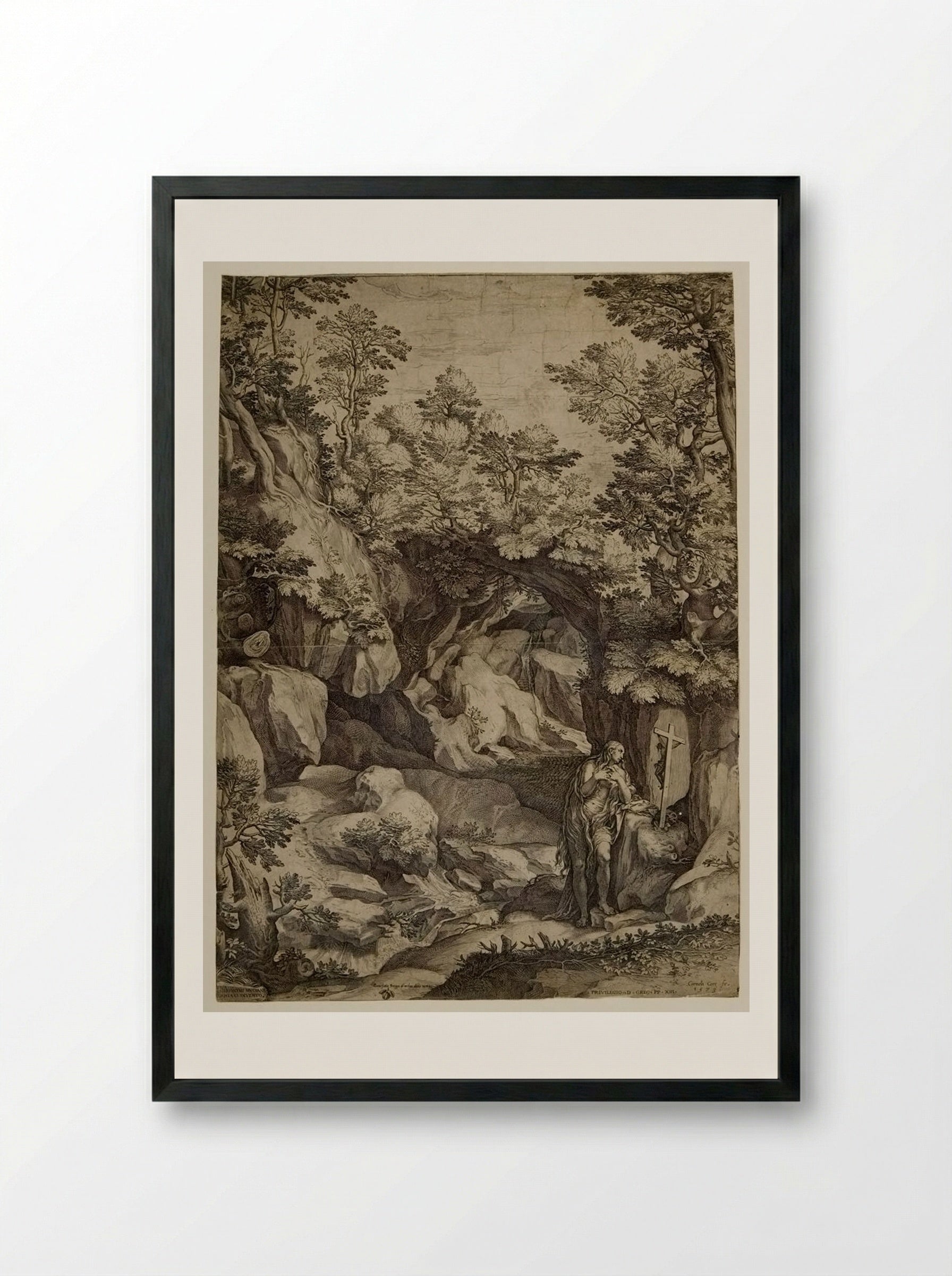 Saint Mary Magdalen - Cornelis Cort - Framed Print Black