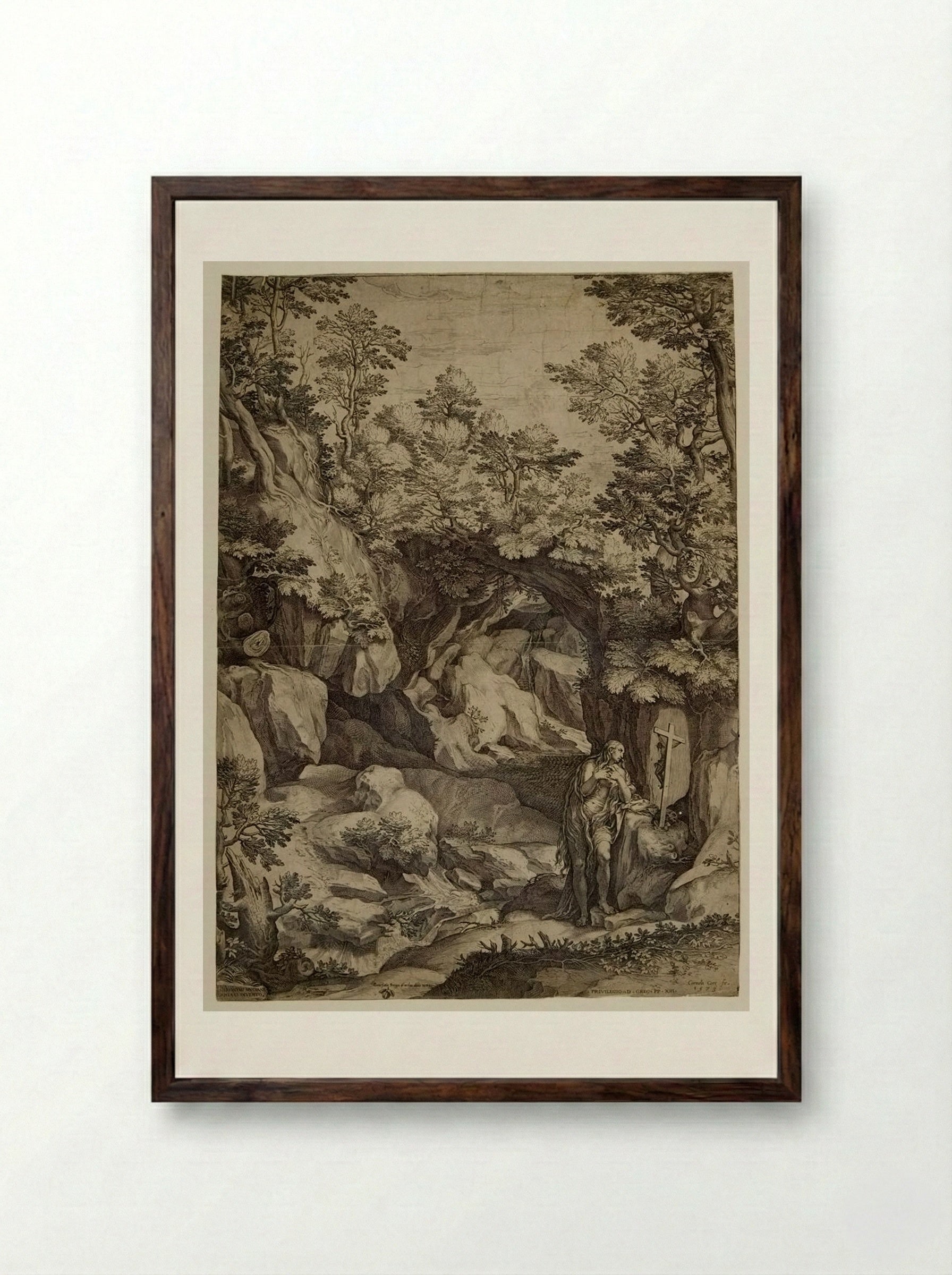 Saint Mary Magdalen - Cornelis Cort - Framed Print Dark Wood