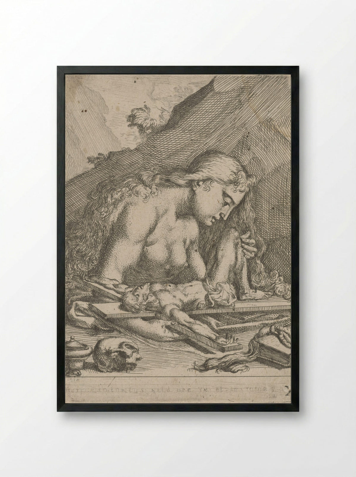 Saint Mary Magdalene as a Penitent Sinner - François Joseph Lonsing - Framed Print Black