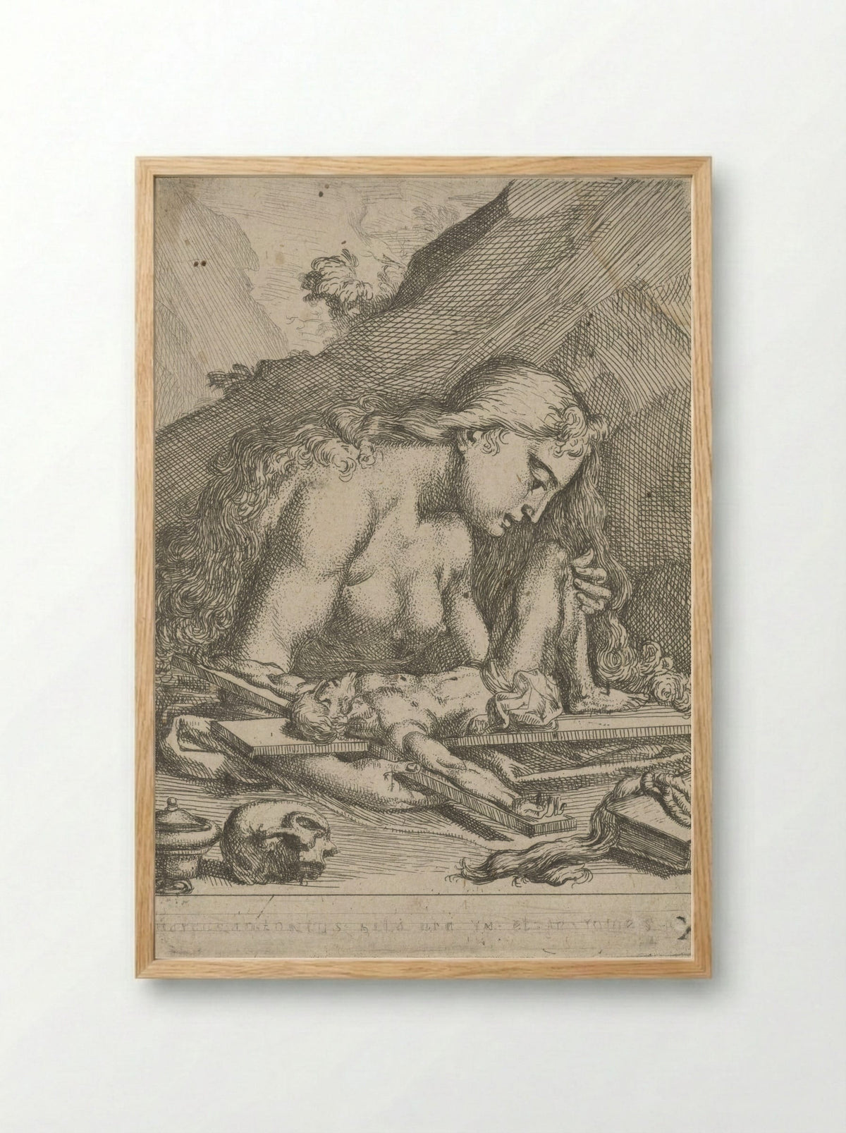 Saint Mary Magdalene as a Penitent Sinner - François Joseph Lonsing - Framed Print Wood