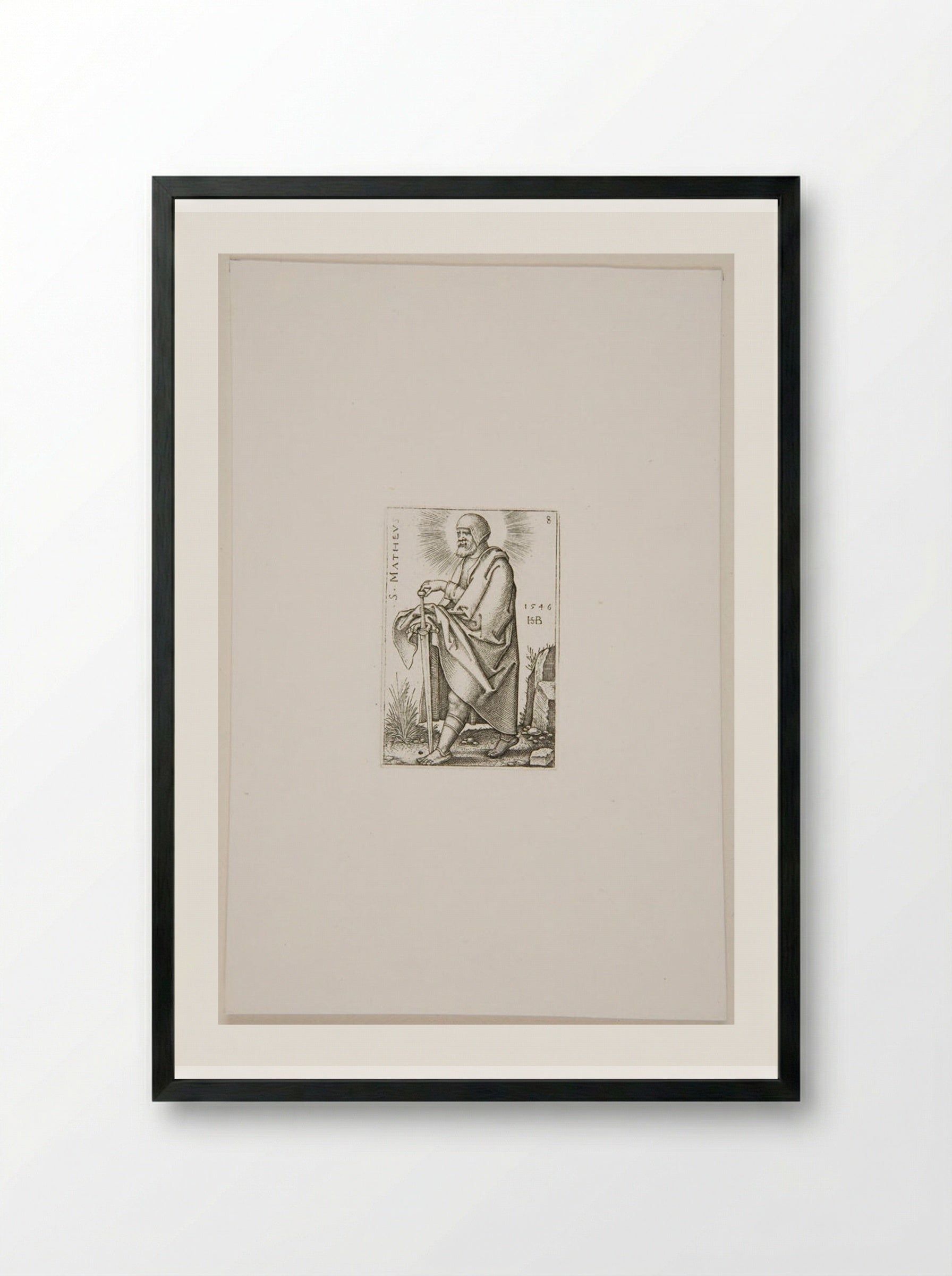 Saint Matthew - Sebald Beham - Framed Print Black