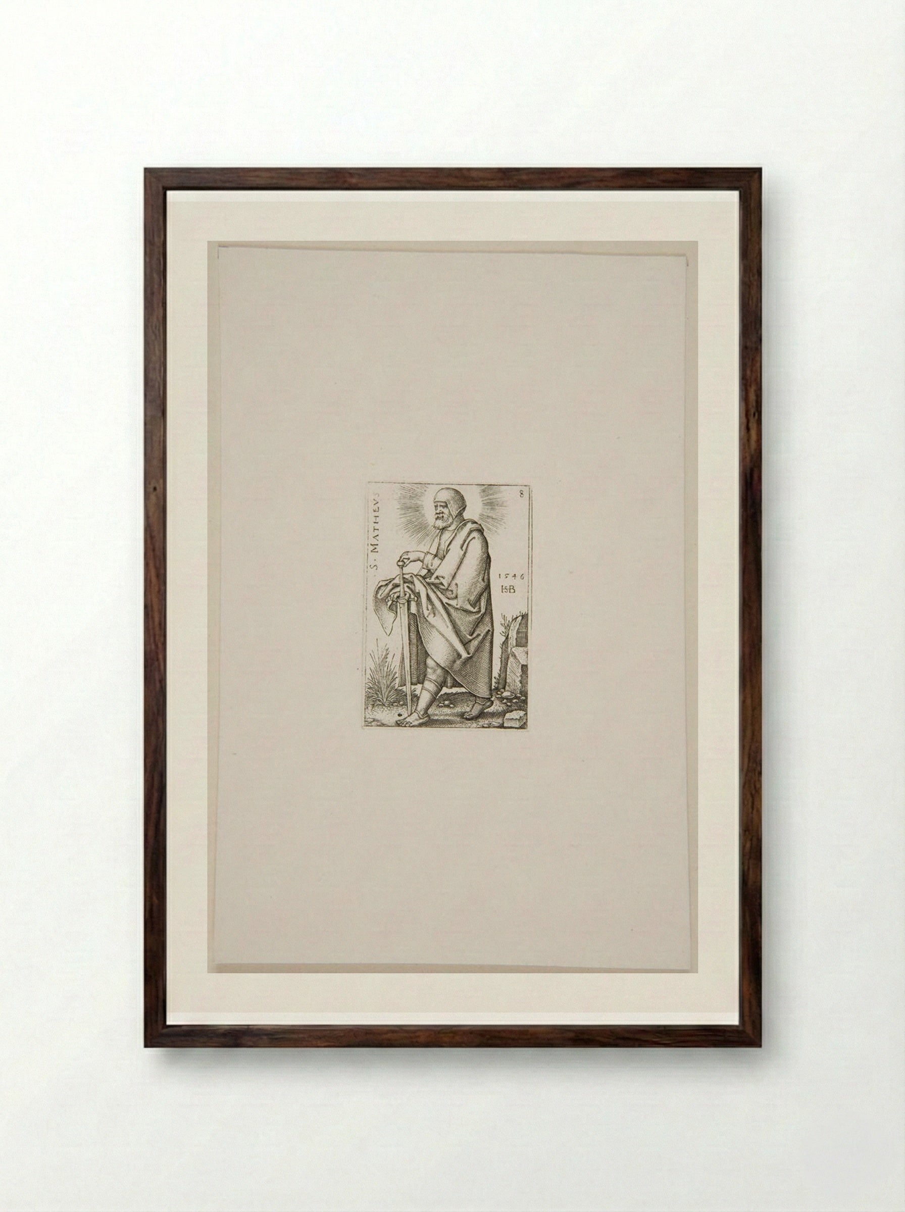 Saint Matthew - Sebald Beham - Framed Print Dark Wood