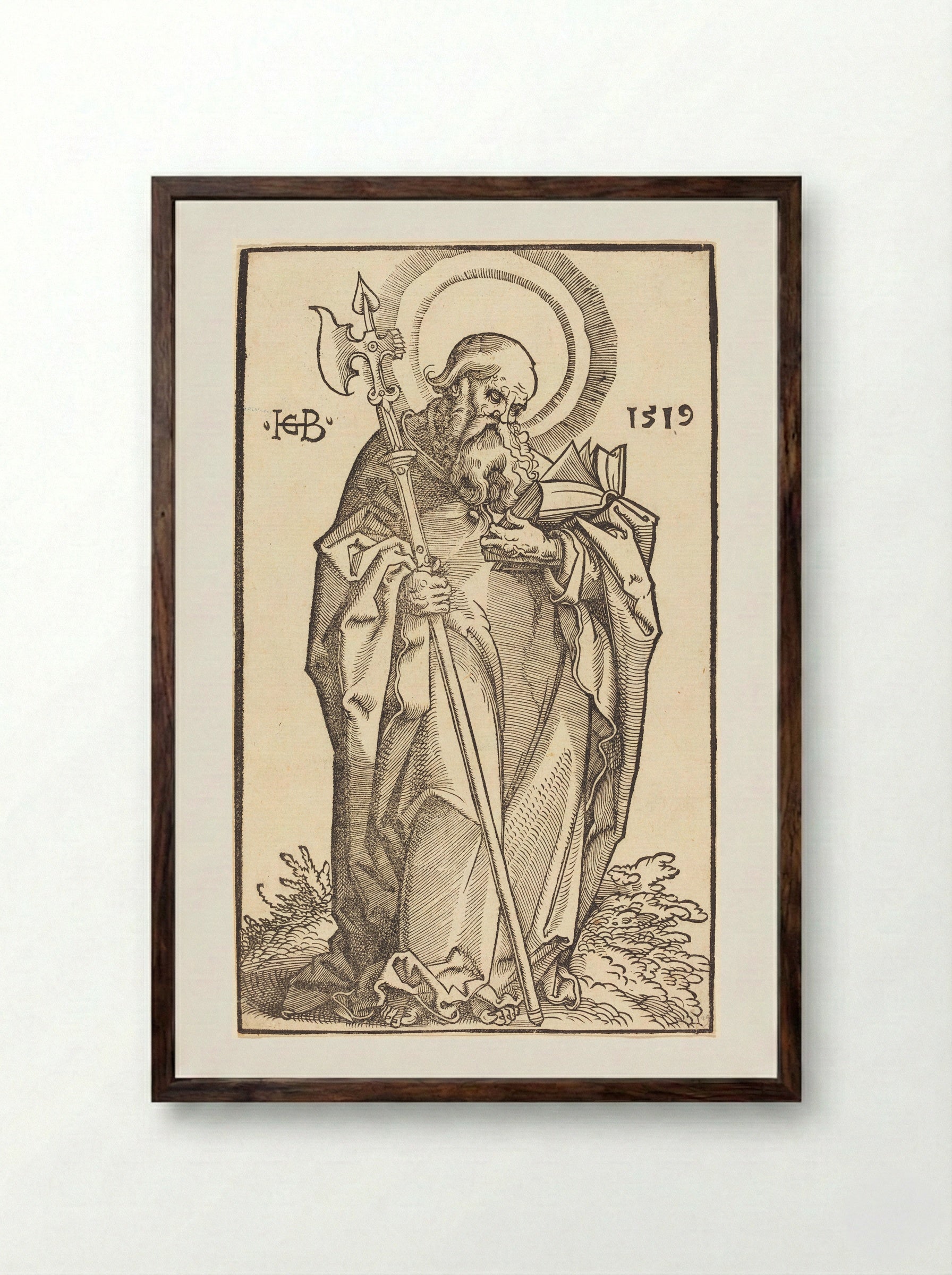 Saint Matthew - Hans Baldung Grien - Framed Print Dark Wood