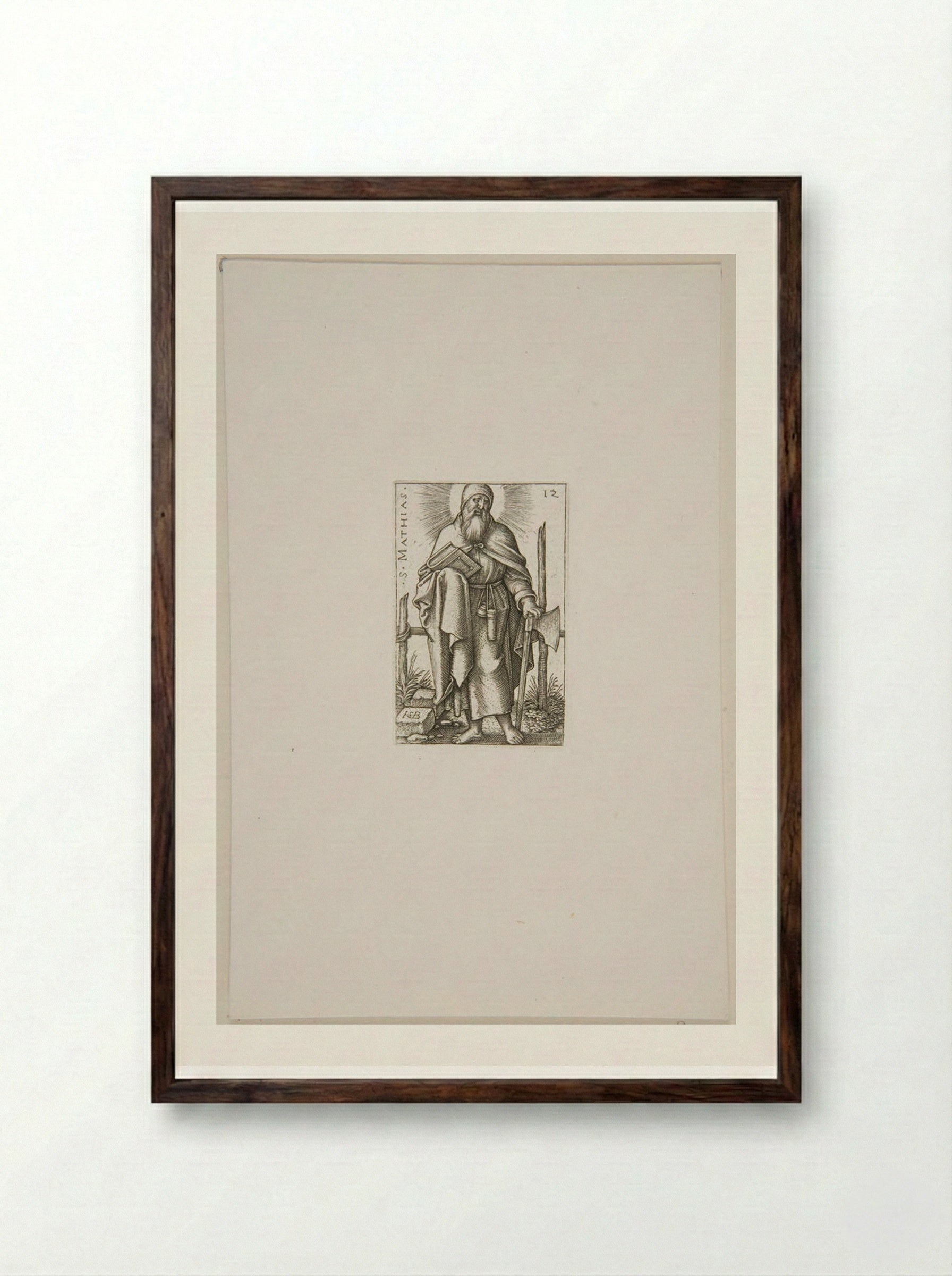 Saint Matthias - Sebald Beham - Framed Print Dark Wood