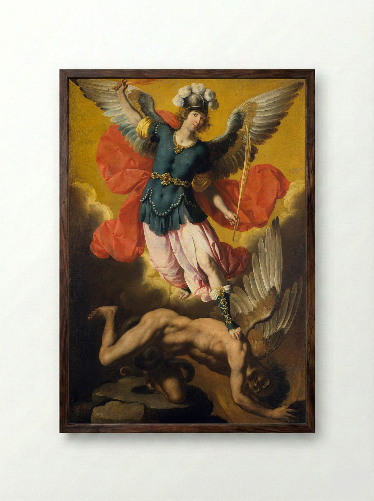 Saint Michael the Archangel - Ignacio de Ries - Framed Print Dark Wood