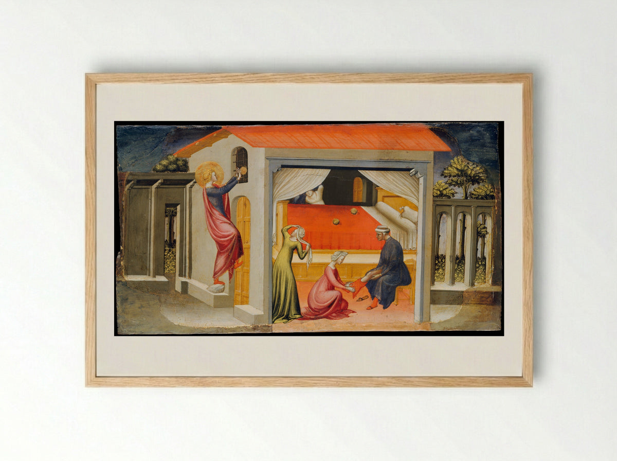 Saint Nicholas Providing Dowries - Bicci di Lorenzo - Framed Print Wood