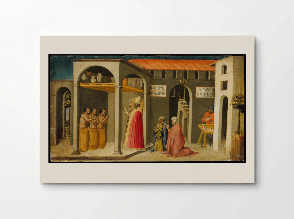 Saint Nicholas Resuscitating Three Youths - Bicci di Lorenzo - Poster