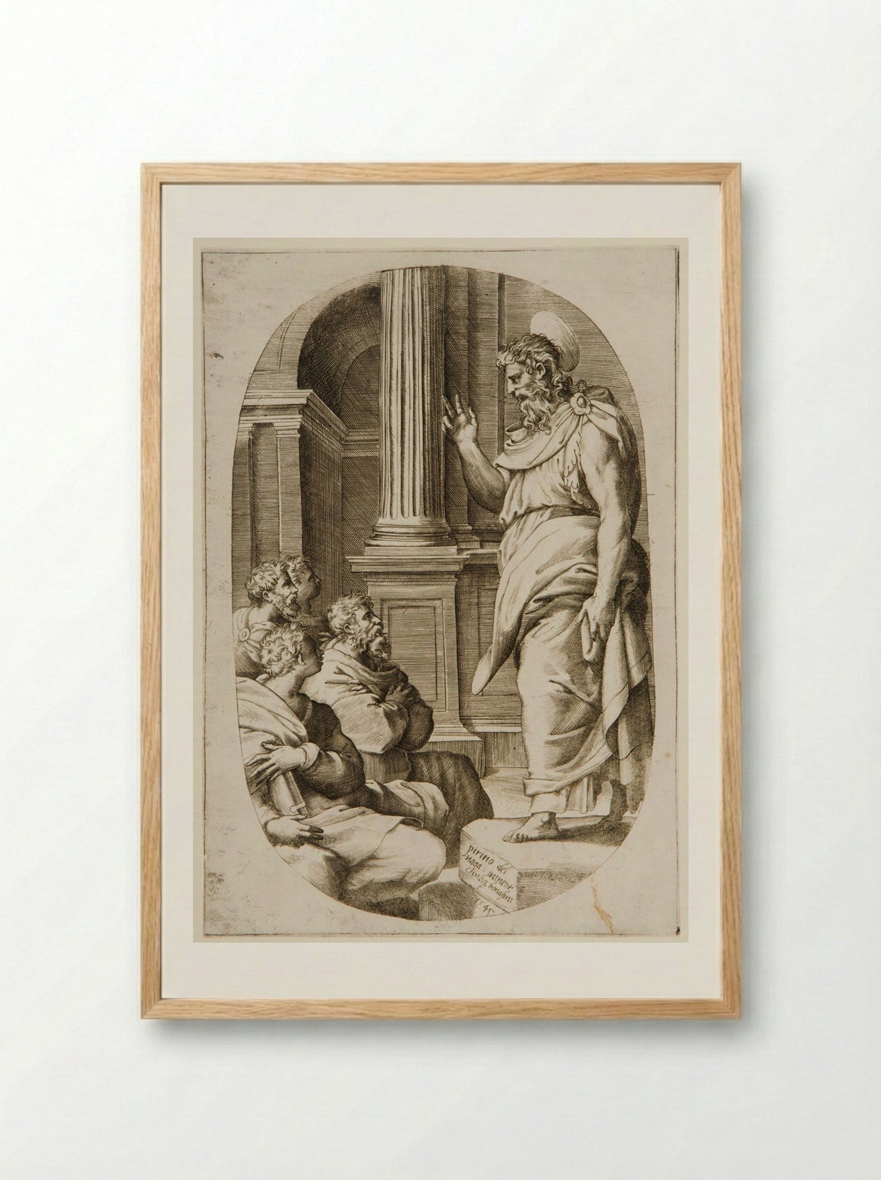 Saint Paul Preaching - Giulio Bonasone - Framed Print Wood