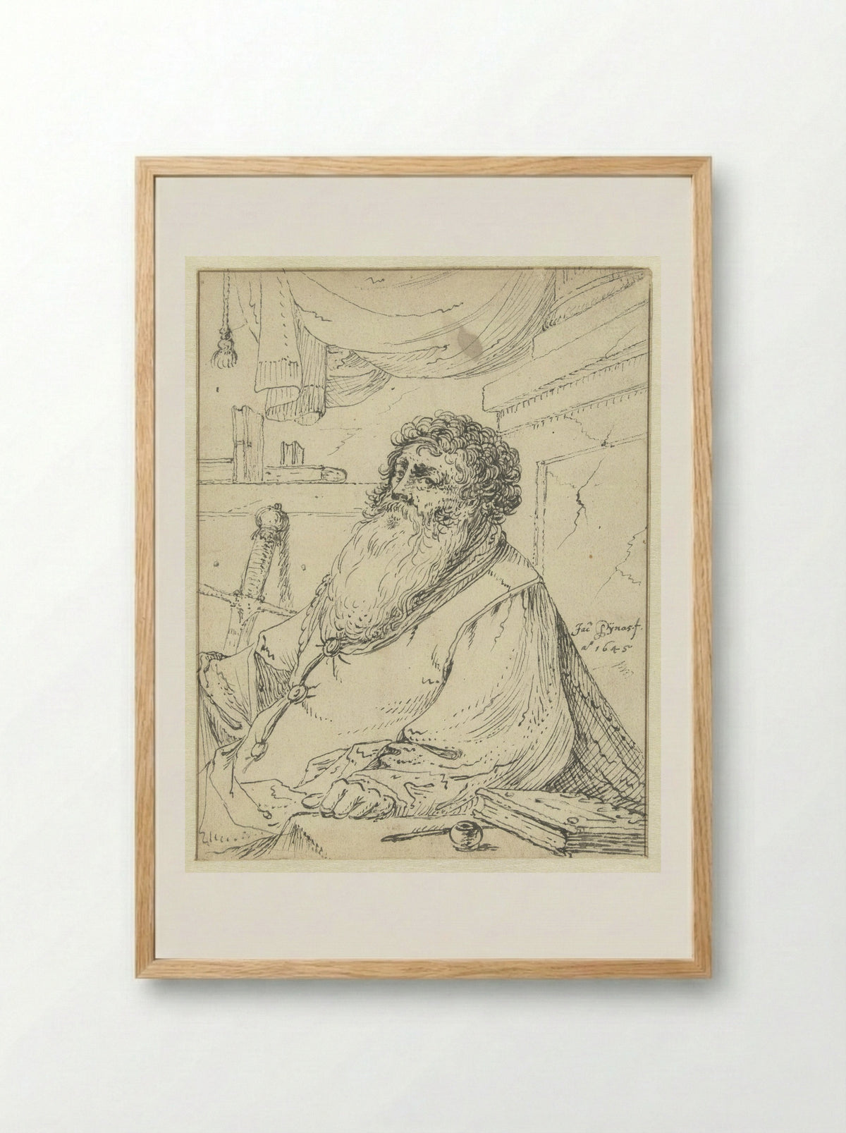Saint Paul Seated at a Table - Jacob Symonsz. Pynas - Framed Print Wood