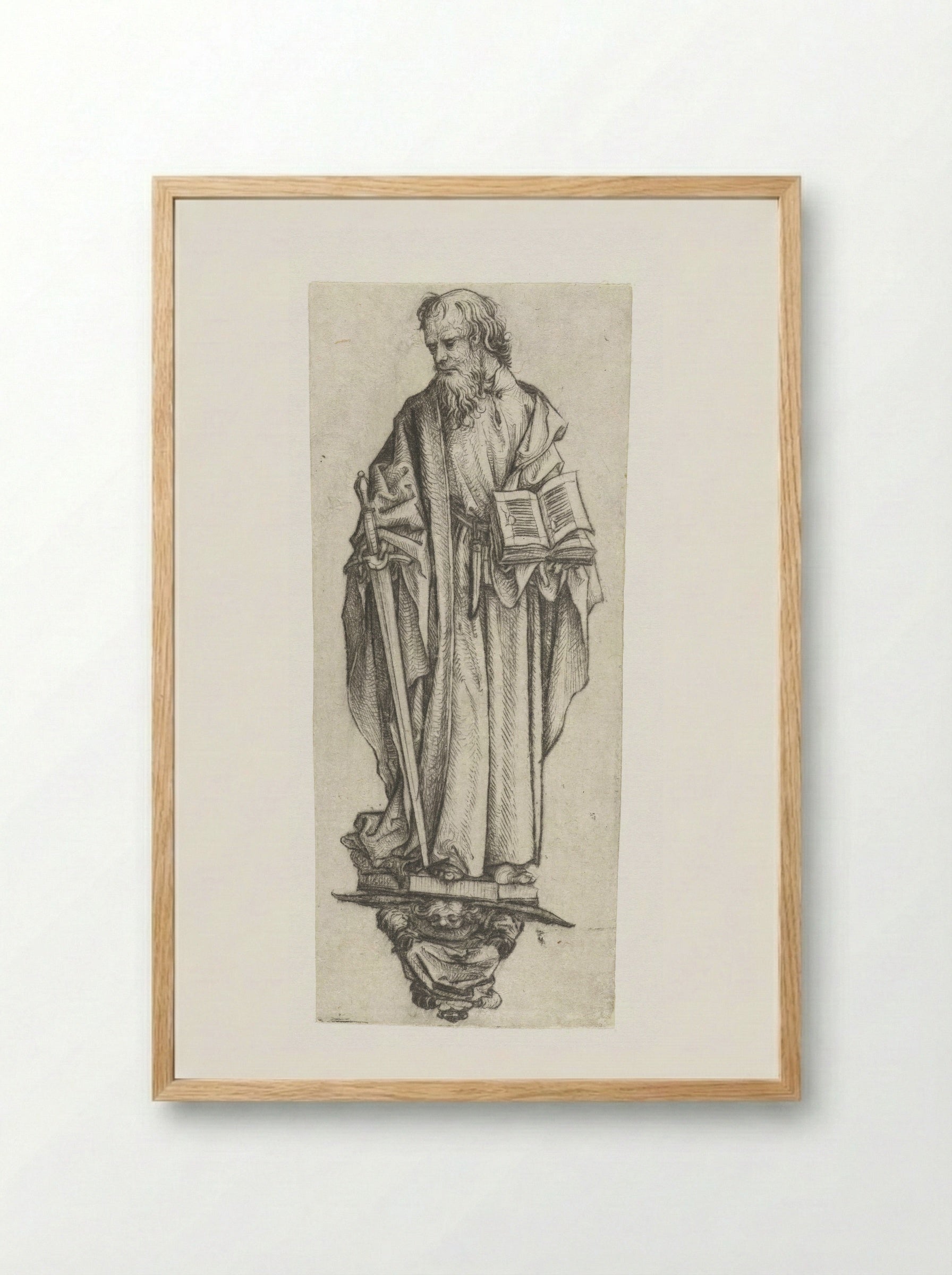 Saint Paul Standing on a Console - Master of the Amsterdam Cabinet - Framed Print Wood