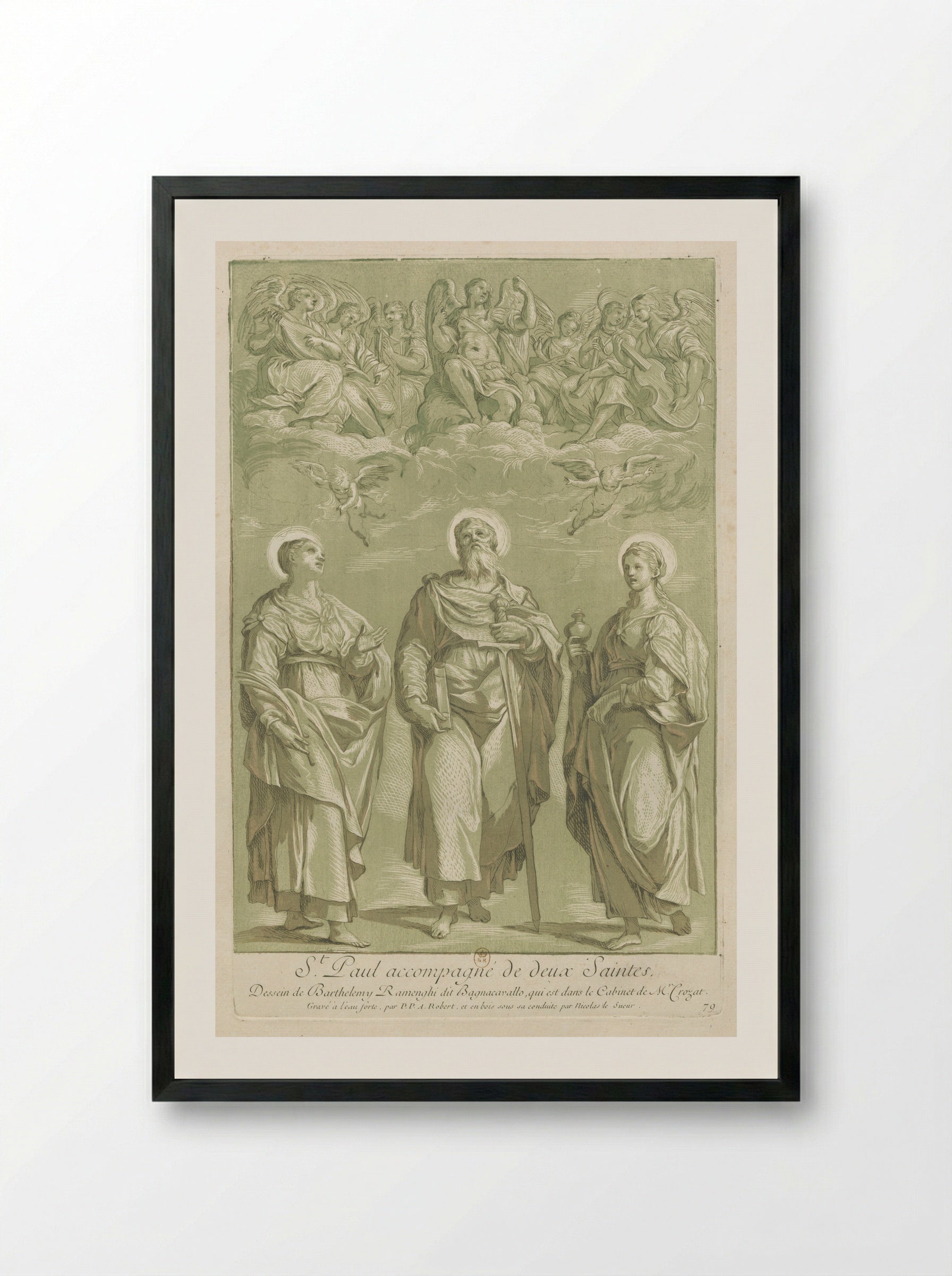 Saint Paul with Saints - Paul-Ponce-Antoine Robert - Framed Print Black