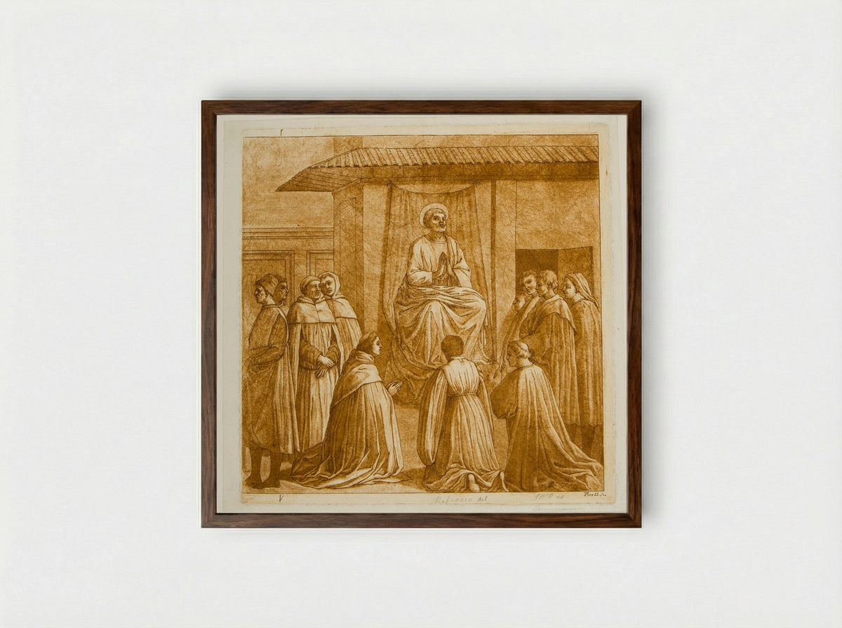 Saint Peter Preaching (After Masaccio) - Tommaso Piroli - Framed Print Dark Wood