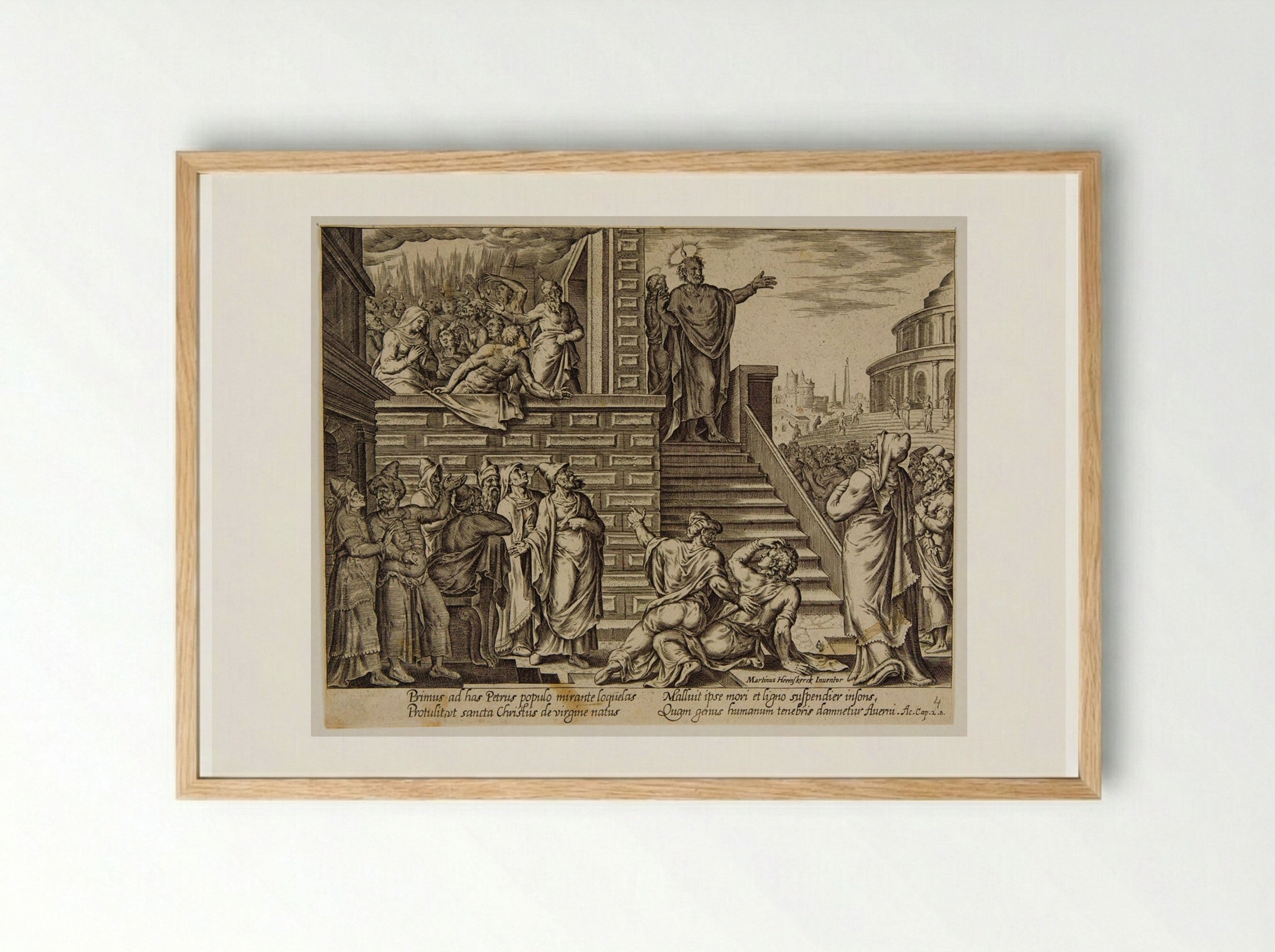 Saint Peter Preaching in Jerusalem - Philips Galle - Framed Print Wood