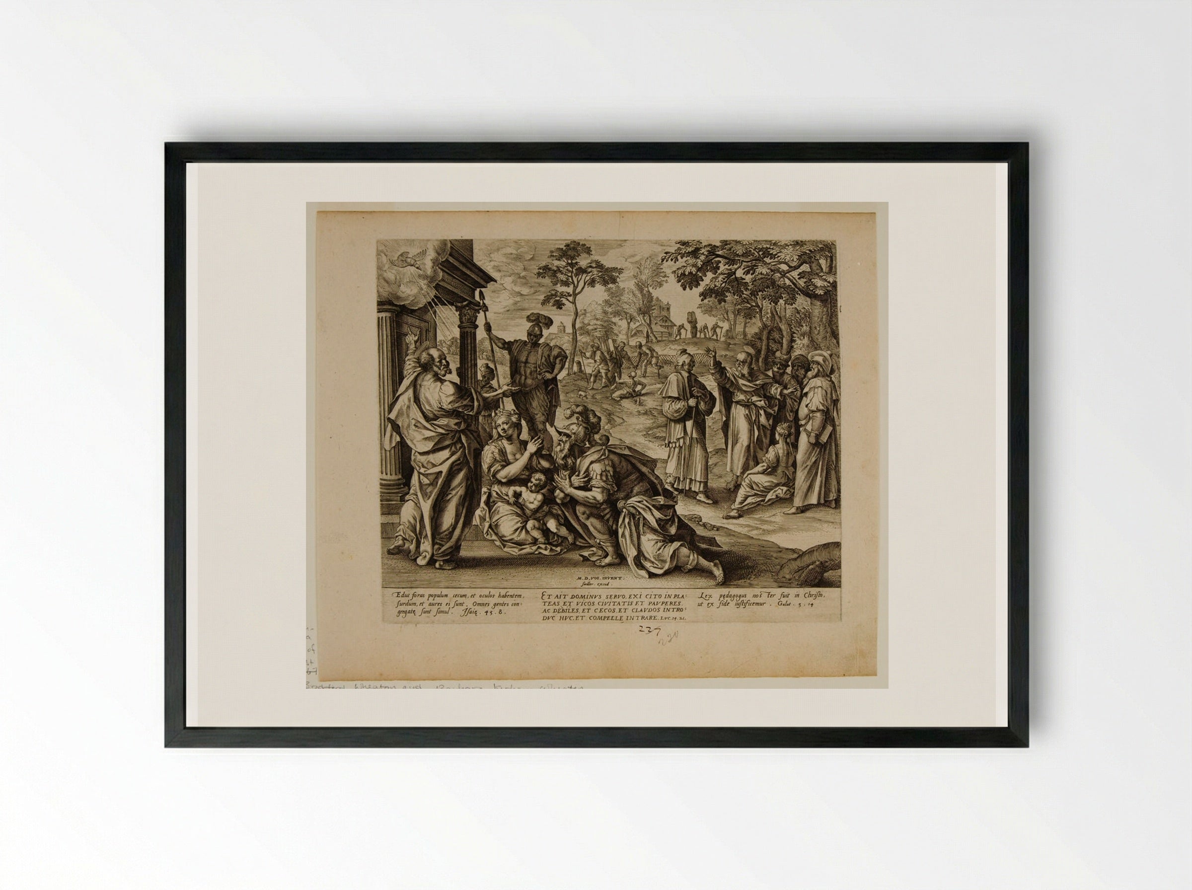 Saint Peter Preaching to the Gentiles in Caesarea - Johannes Wierix - Framed Print Black