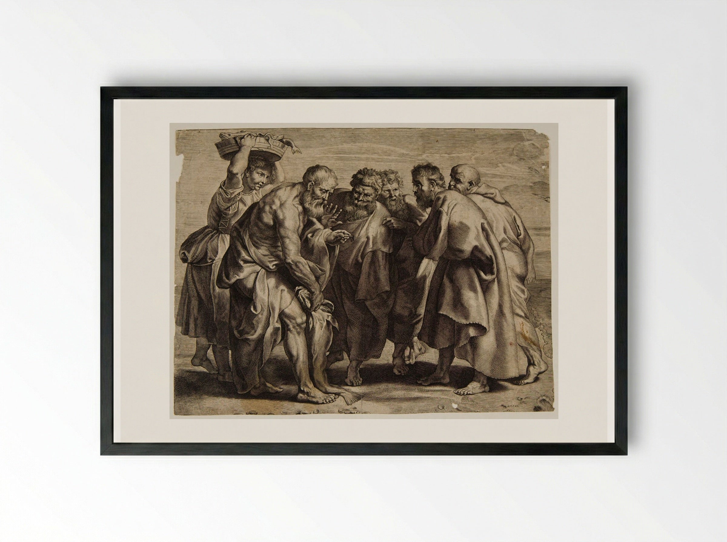 Saint Peter Taking Money from the Mouth of the Fish - Lucas Vorsterman I - Framed Print Black