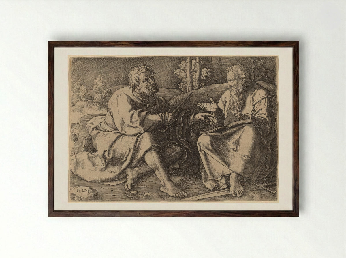 Saint Peter and Saint Paul - Lucas van Leyden - Framed Print Dark Wood