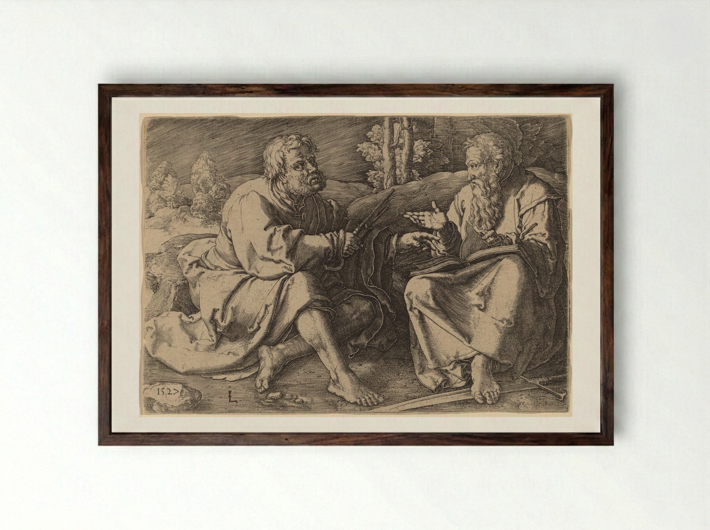 Saint Peter and Saint Paul - Lucas van Leyden - Framed Print Dark Wood