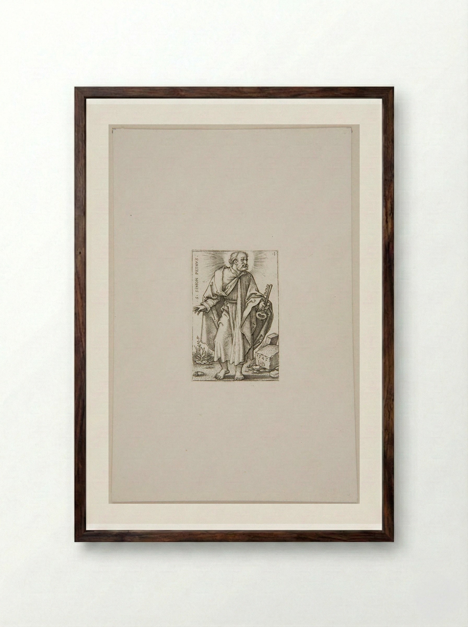 Saint Peter - Sebald Beham - Framed Print Dark Wood