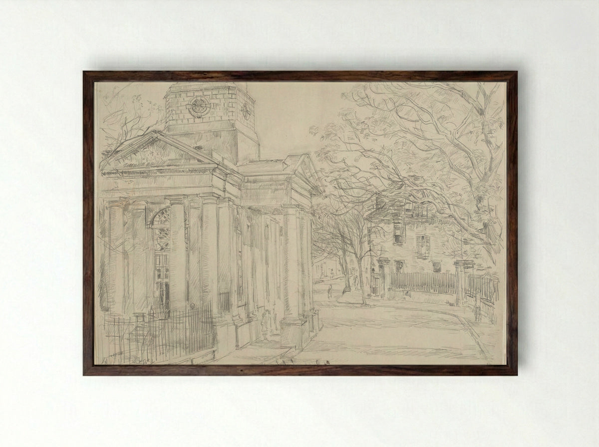 Saint Philip's, Charleston, South Carolina - Childe Hassam - Framed Print Dark Wood