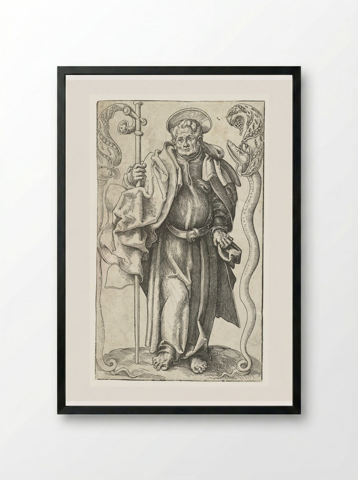 Saint Philip with Cross and Serpent - Lucas Cranach the Elder - Framed Print Black