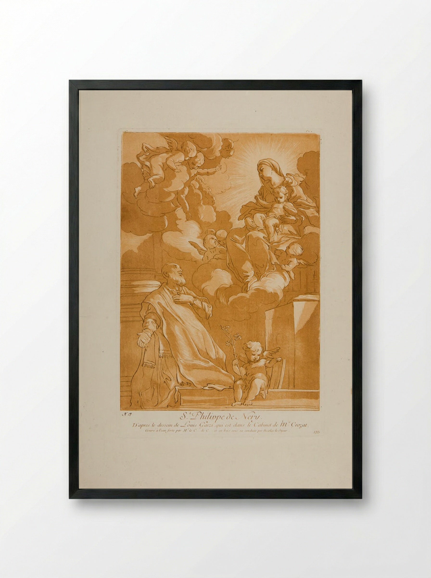 Saint Philippe de Néri - Anne Claude Philippe de Thubières, comte de Caylus - Framed Print Black