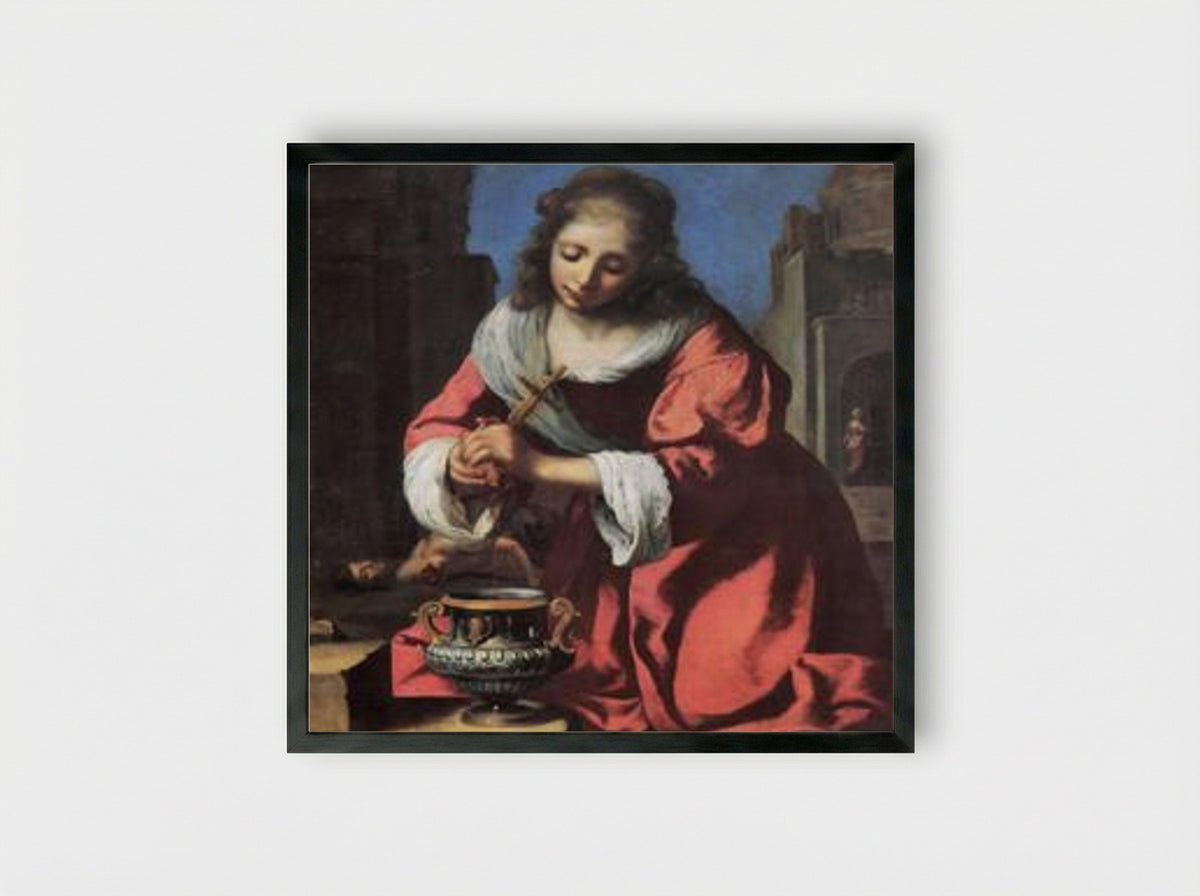 Saint Praxedis - Johannes Vermeer - Framed Print Black