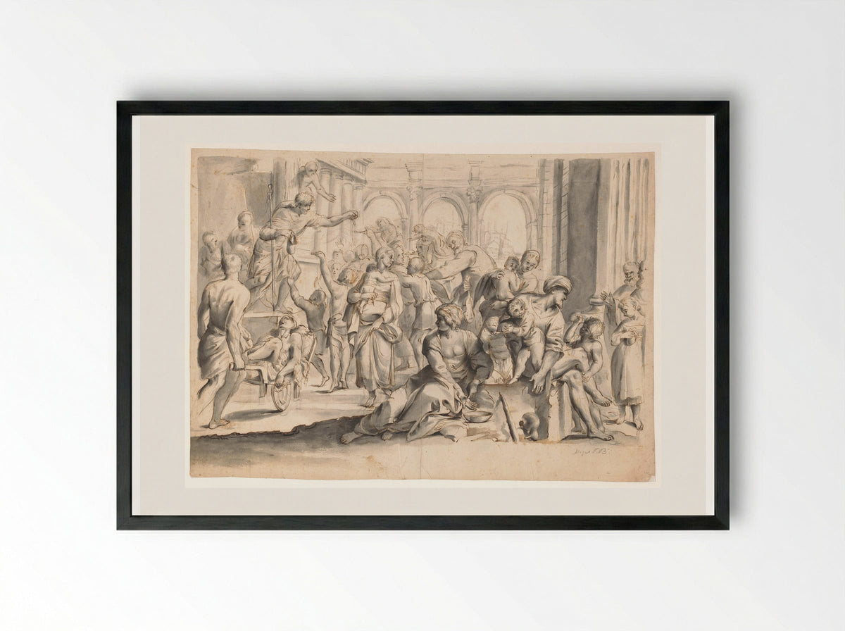 Saint Roch Distributing Alms - Moses ter Borch - Framed Print Black