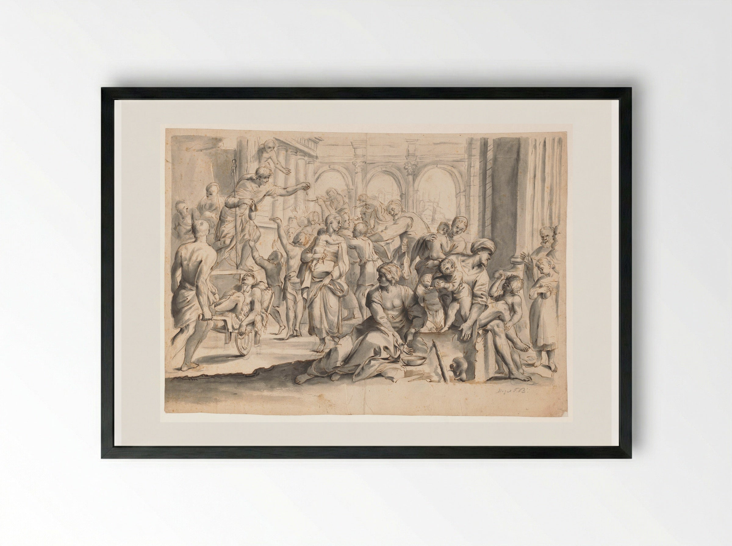 Saint Roch Distributing Alms - Moses ter Borch - Framed Print Black