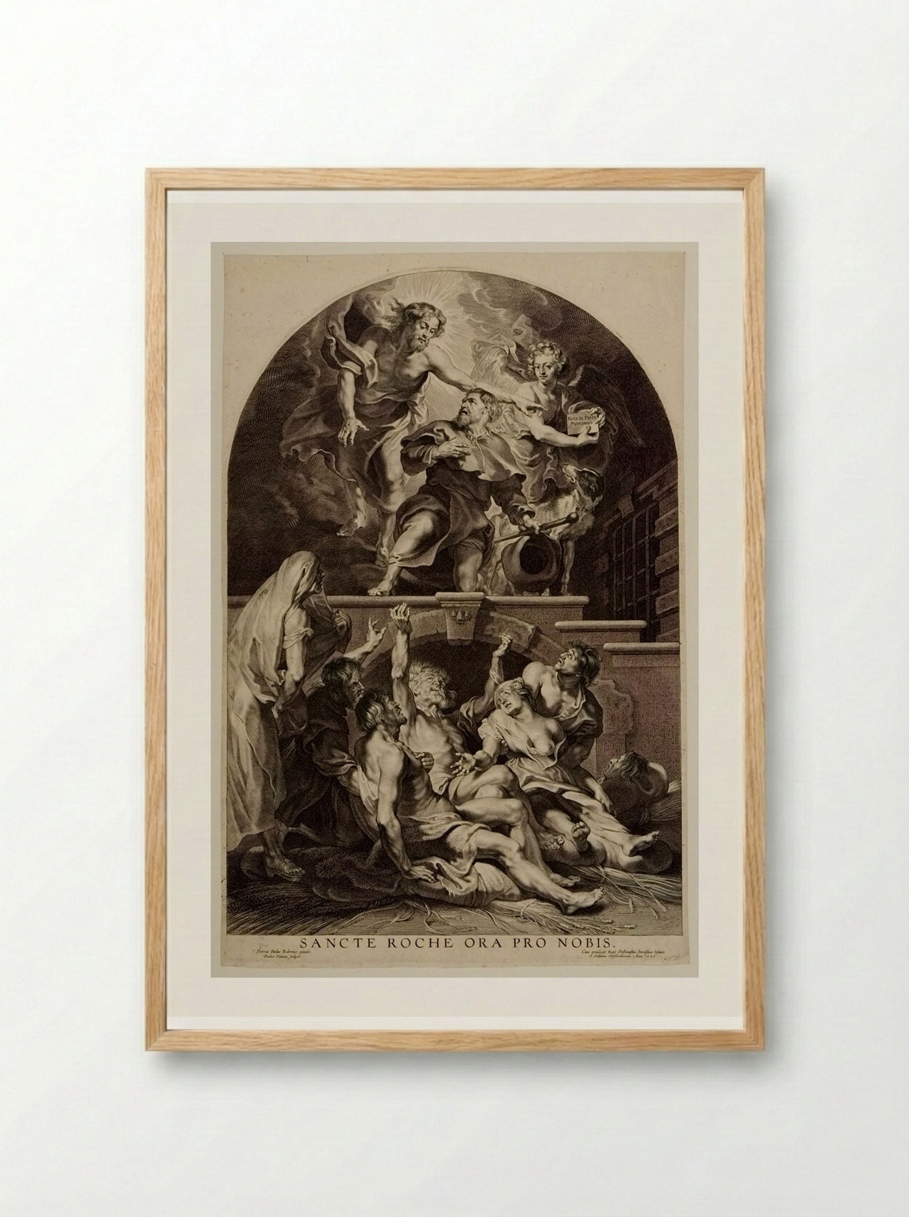 Saint Roch Interceding for the Sick with the Plague - Paulus Pontius - Framed Print Wood