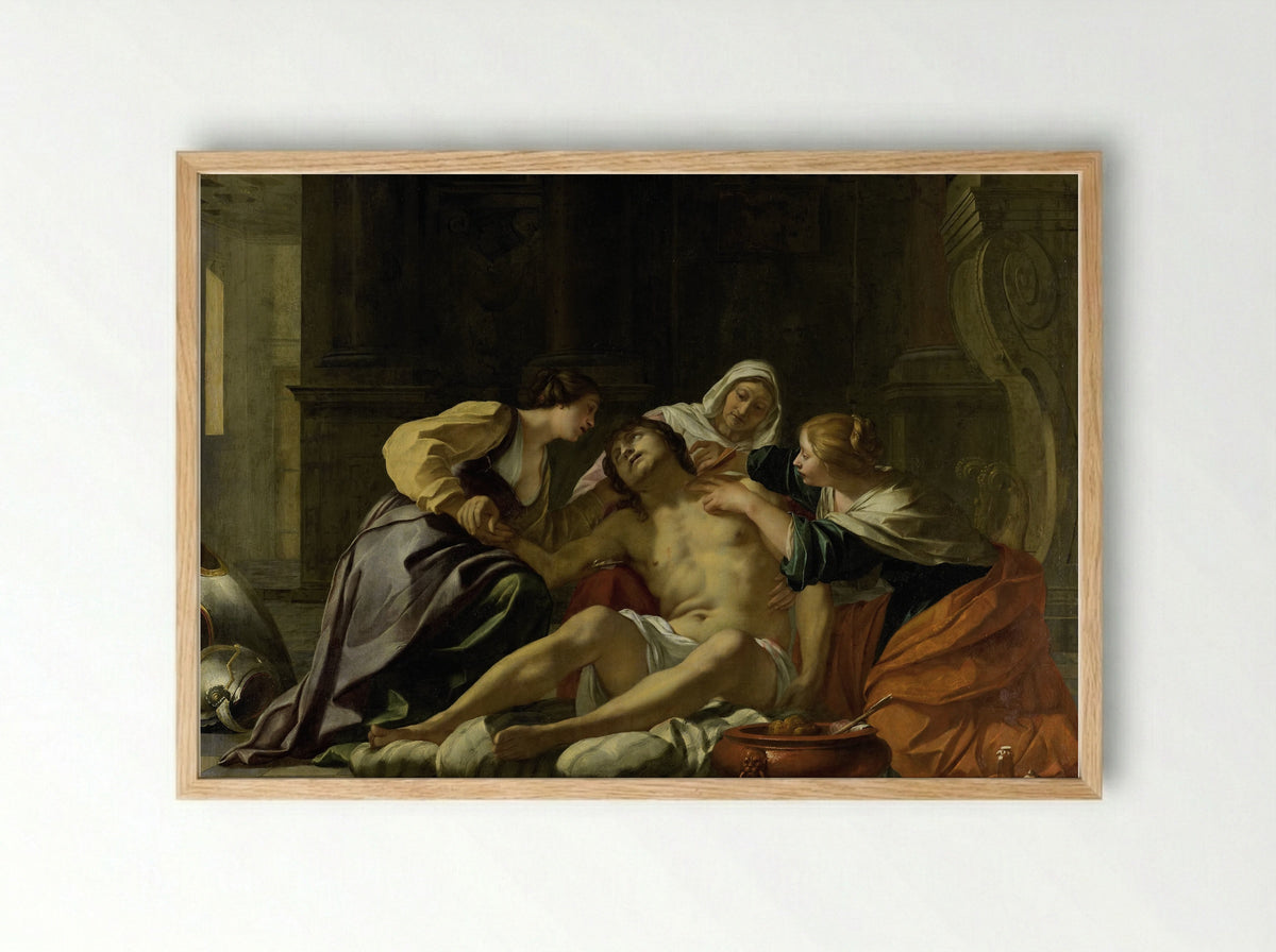Saint Sebastian Tended by Saint Irene - Jacques Blanchard - Framed Print Wood