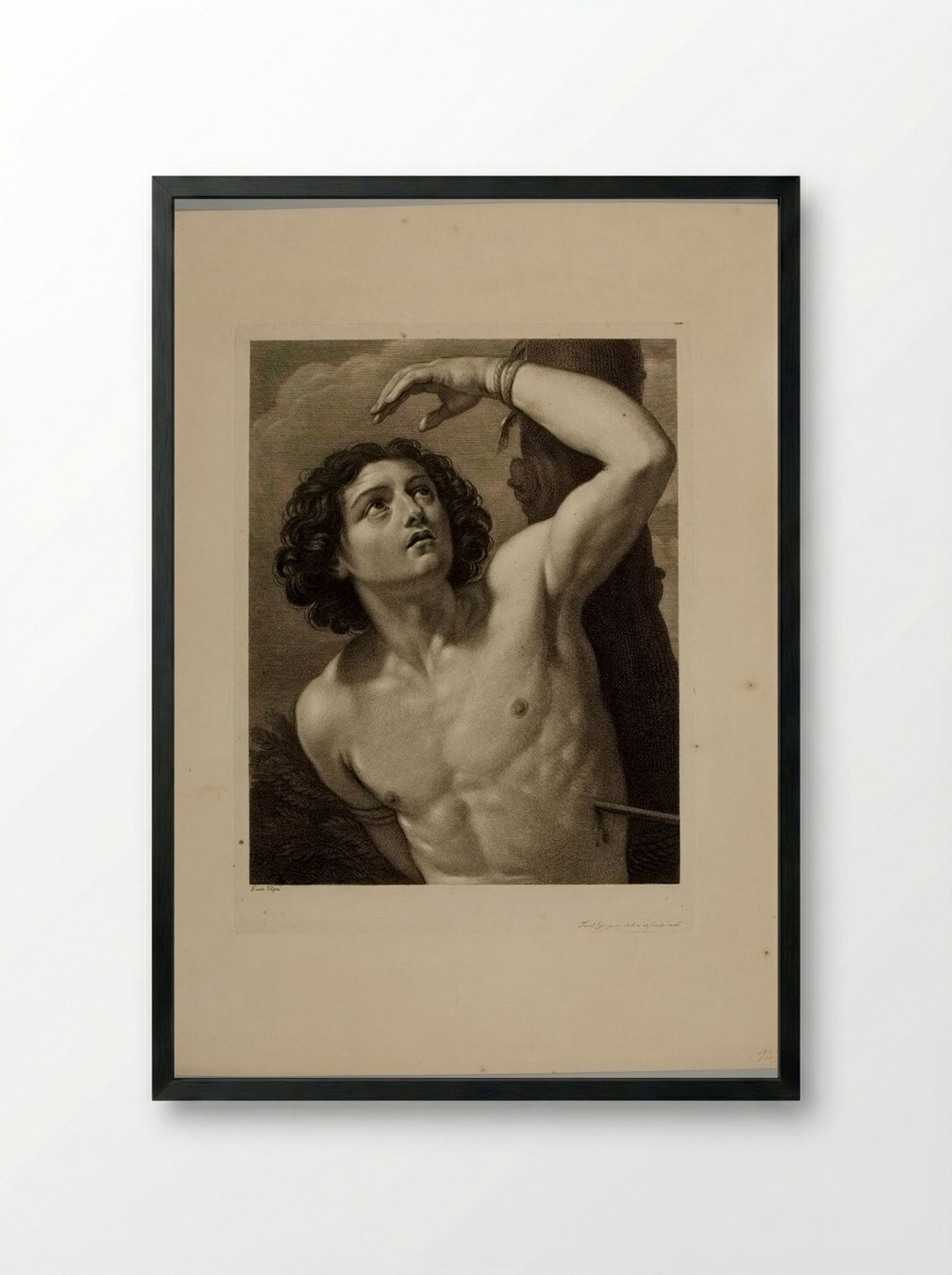 Saint Sebastian Tied to a Tree - Ferdinando Gregori - Framed Print Black