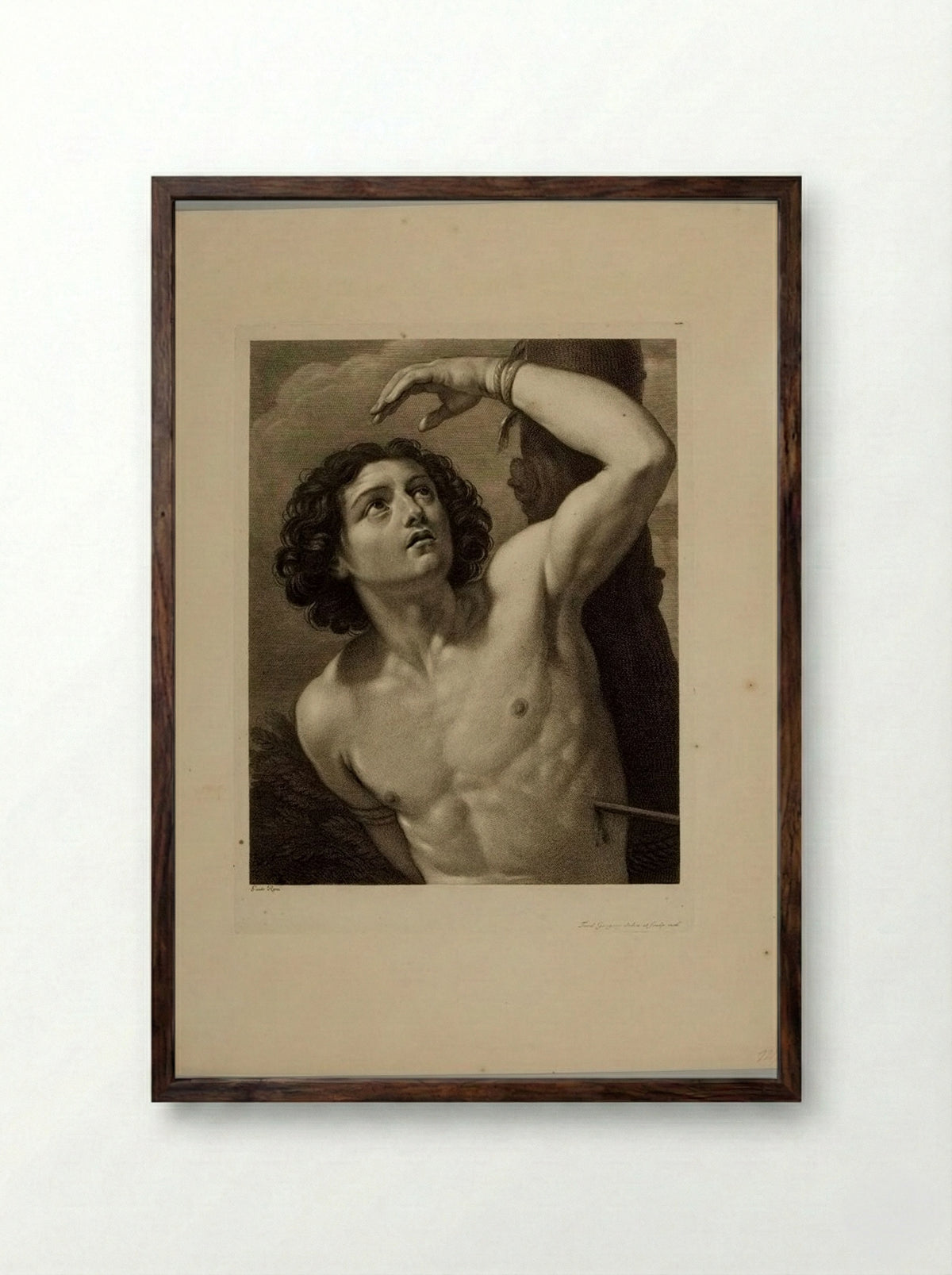 Saint Sebastian Tied to a Tree - Ferdinando Gregori - Framed Print Dark Wood