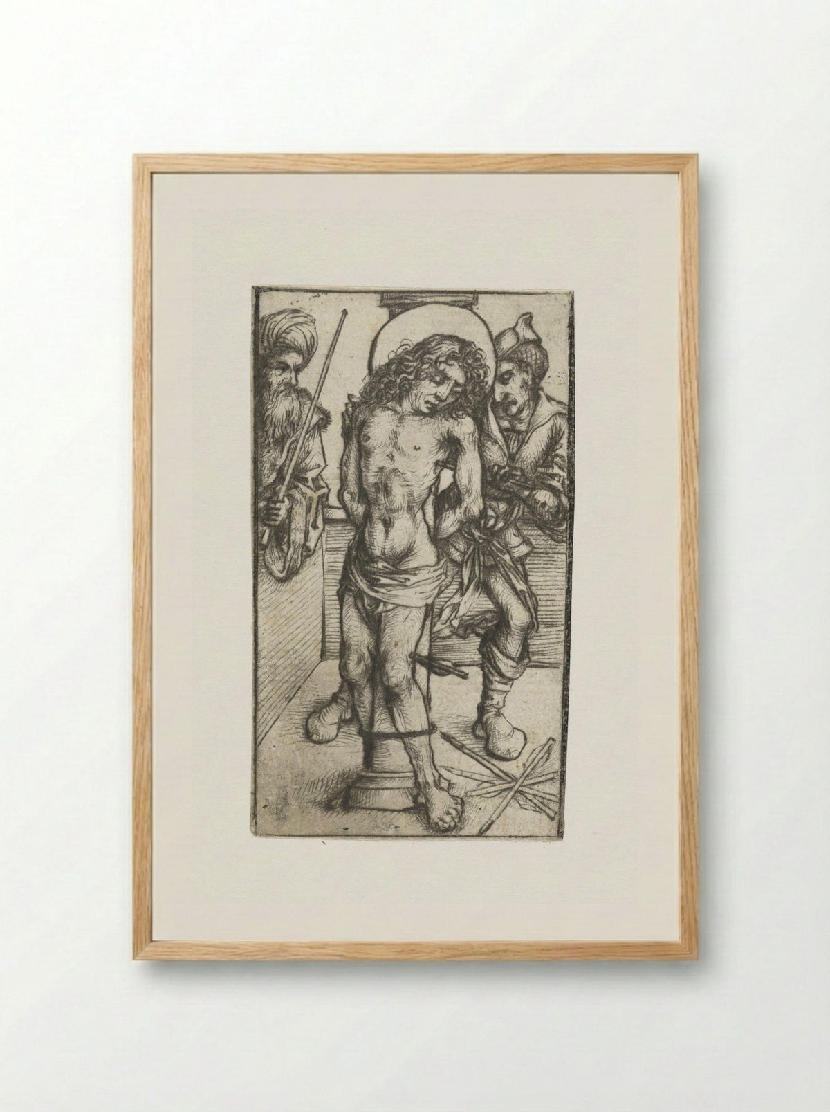 Saint Sebastian at the Whipping Post - Master of the Amsterdam Cabinet - Framed Print Wood