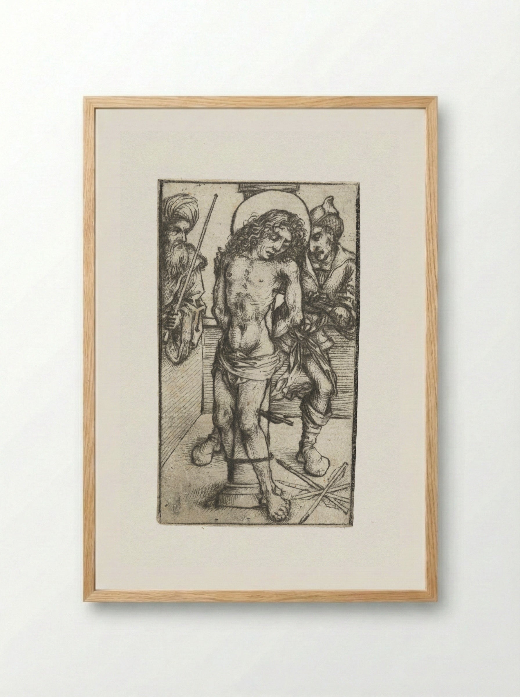 Saint Sebastian at the Whipping Post - Master of the Amsterdam Cabinet - Framed Print Wood