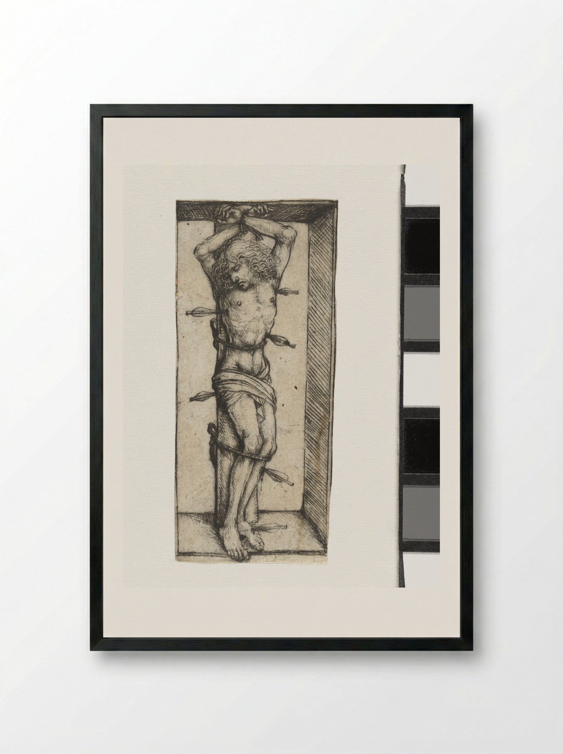 Saint Sebastian in a Niche - Meester van het Amsterdamse Kabinet - Framed Print Black
