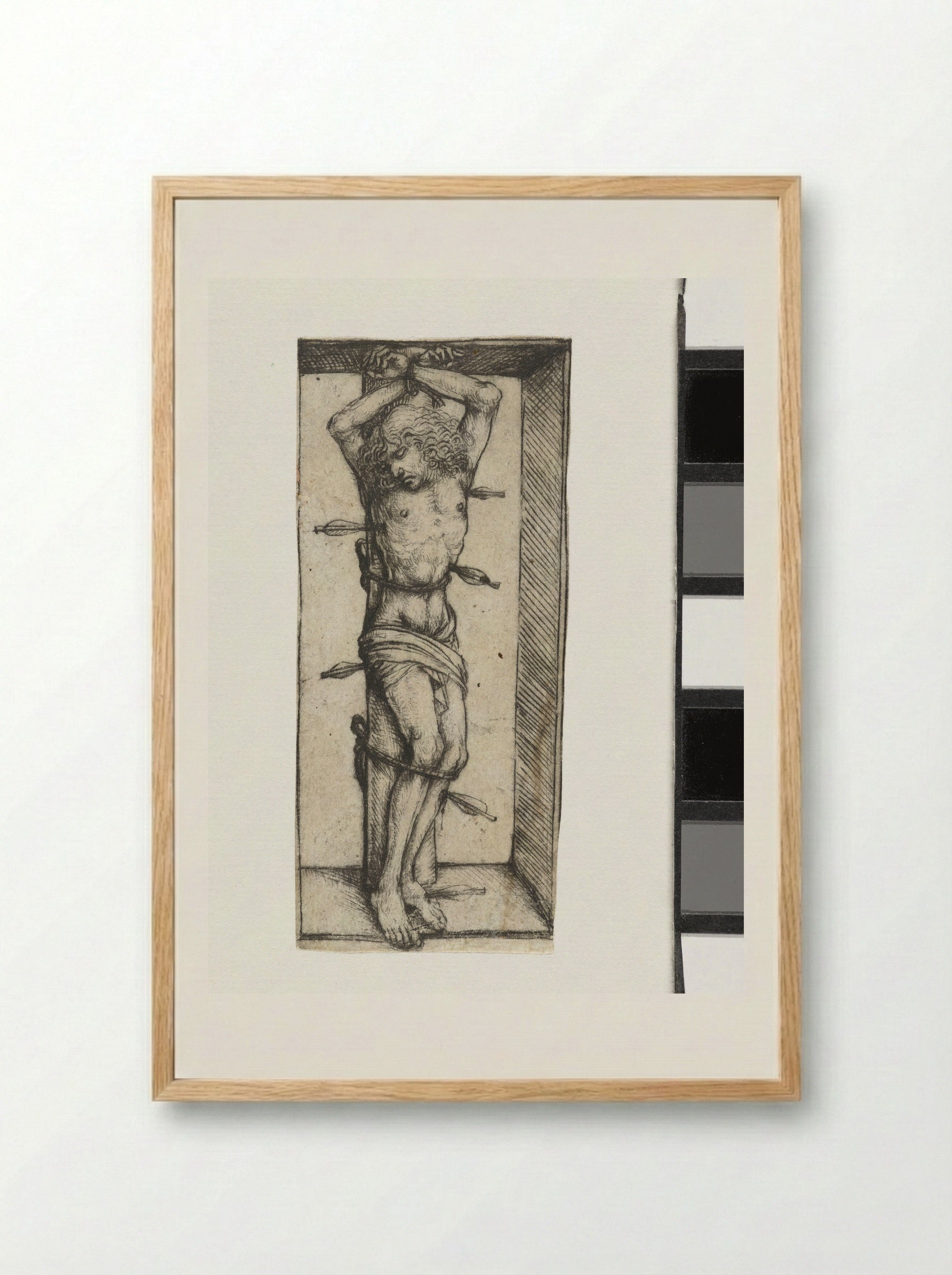 Saint Sebastian in a Niche - Meester van het Amsterdamse Kabinet - Framed Print Wood