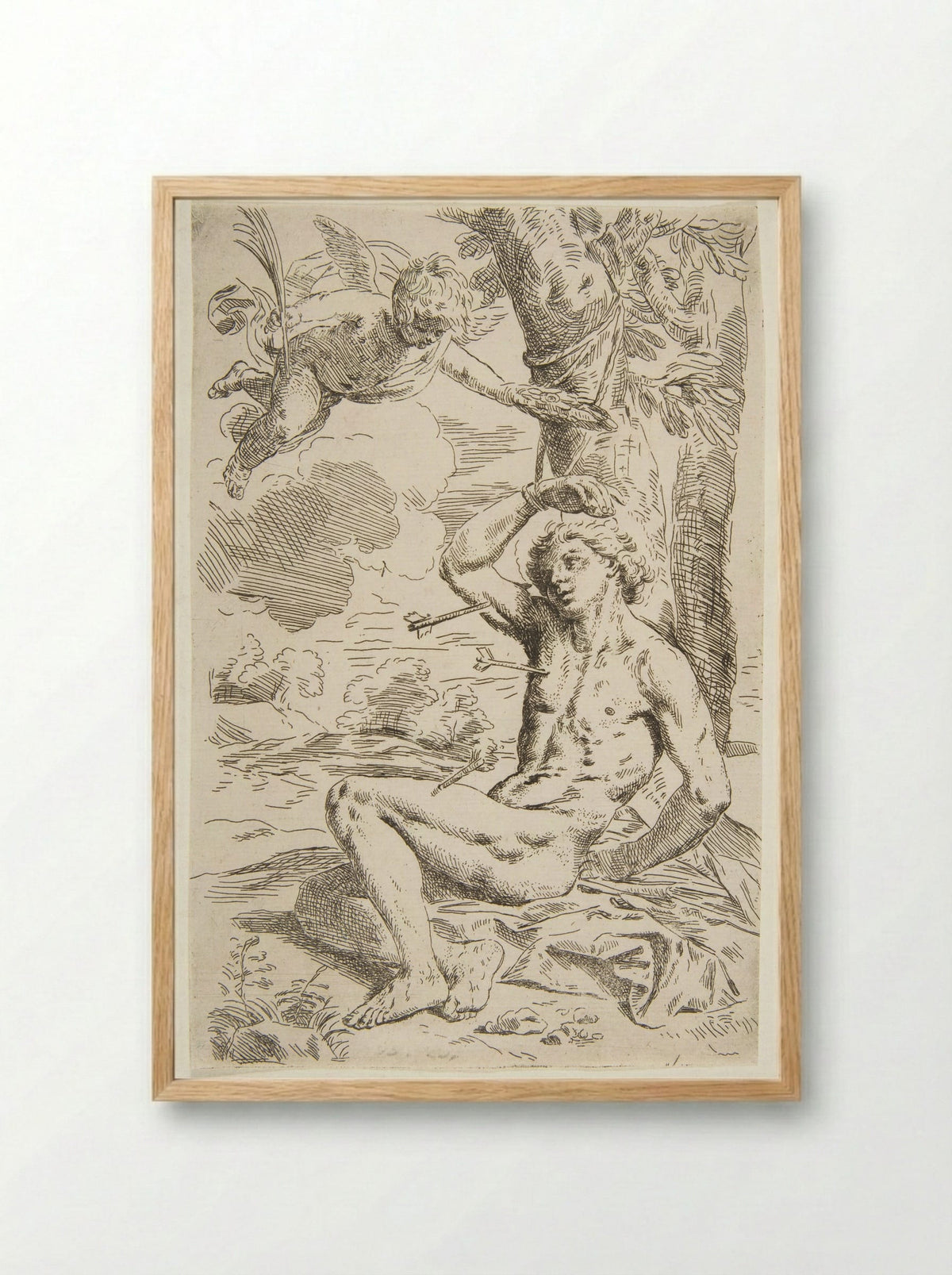Saint Sebastian - Simone Cantarini - Framed Print Wood