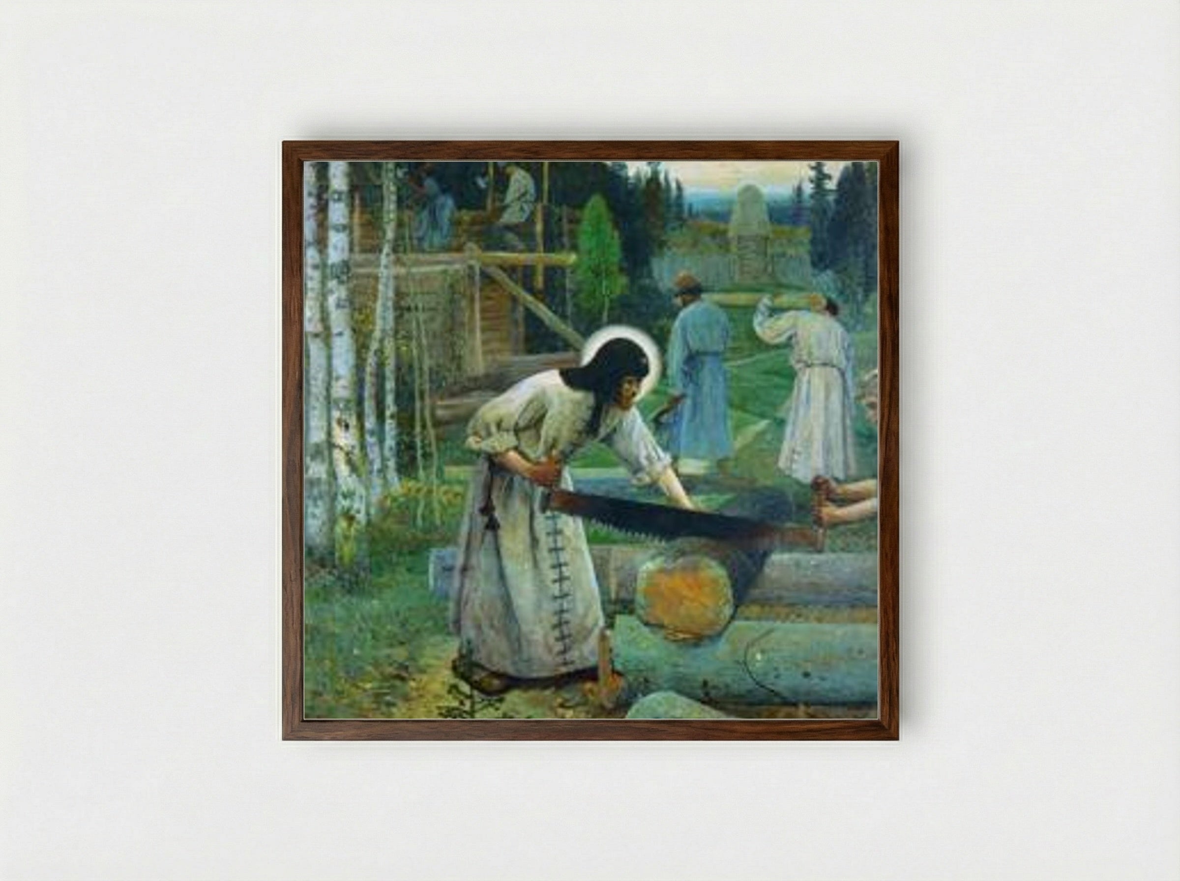 Saint Sergius' Labours (Central Part of the Triptych) - Mikhail Nesterov - Framed Print Dark Wood