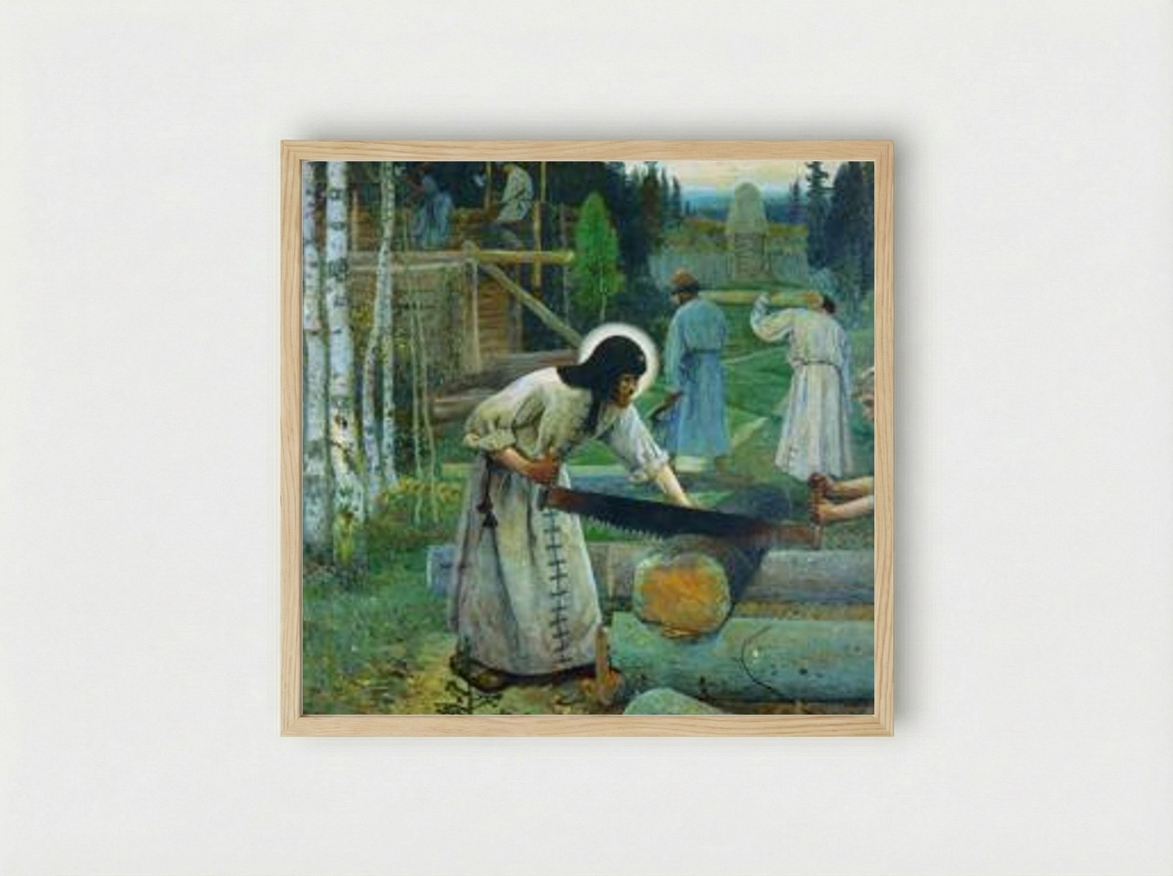 Saint Sergius' Labours (Central Part of the Triptych) - Mikhail Nesterov - Framed Print Wood