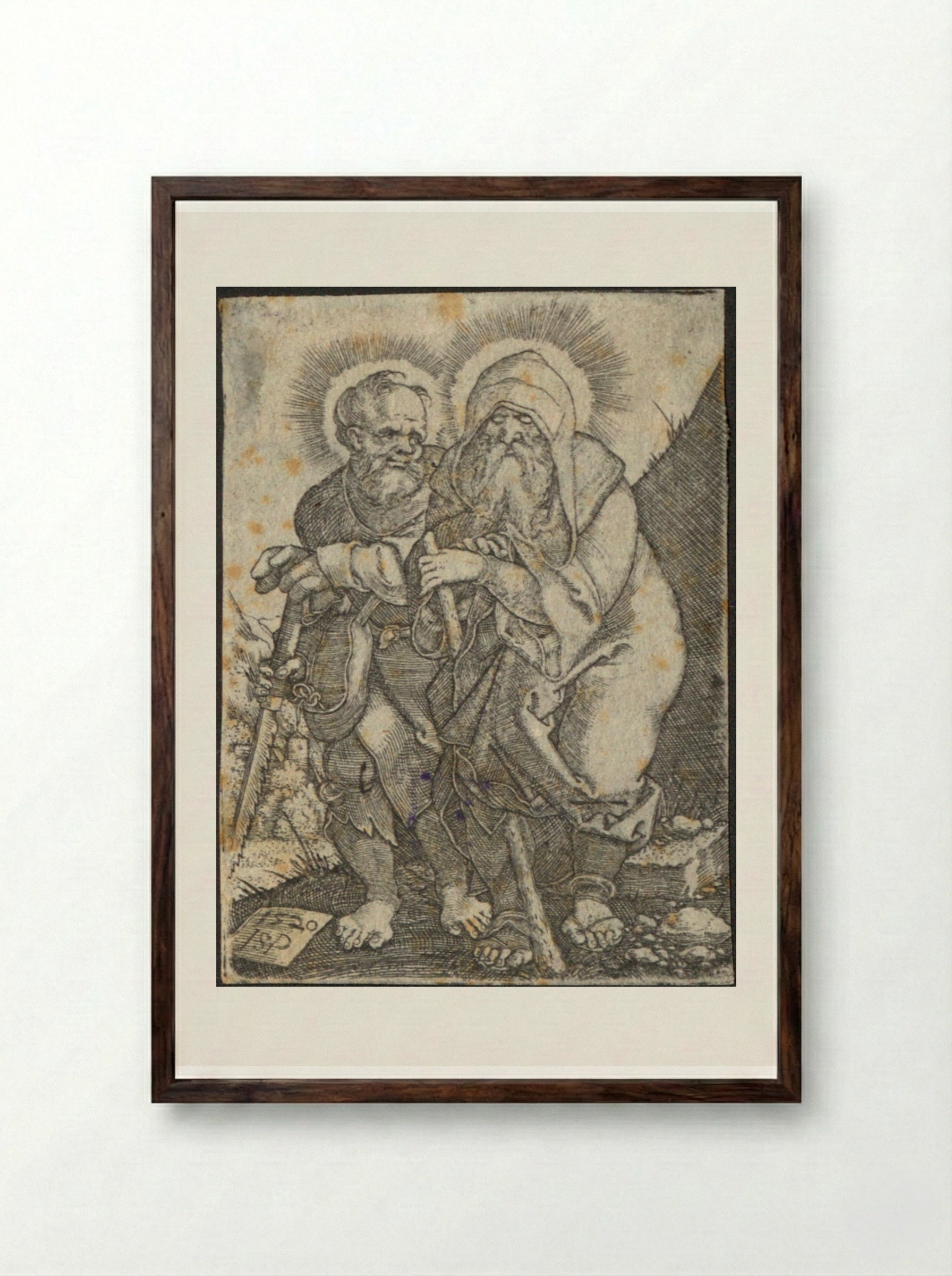 Saint Simon - Sebald Beham - Framed Print Dark Wood