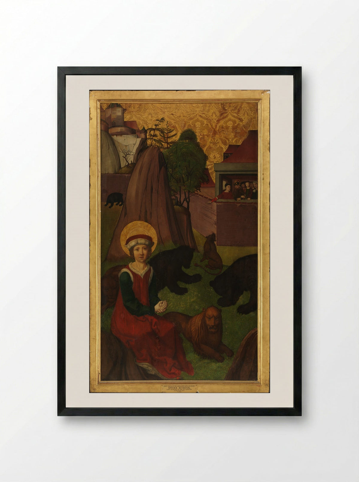 Saint Thecla in the Arena with Lions and Bears - Swiss School - Framed Print Black