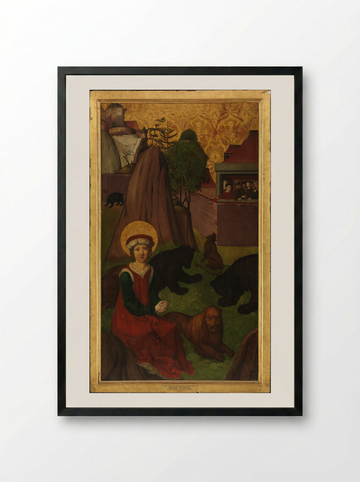 Saint Thecla in the Arena with Lions and Bears - Swiss School - Framed Print Black