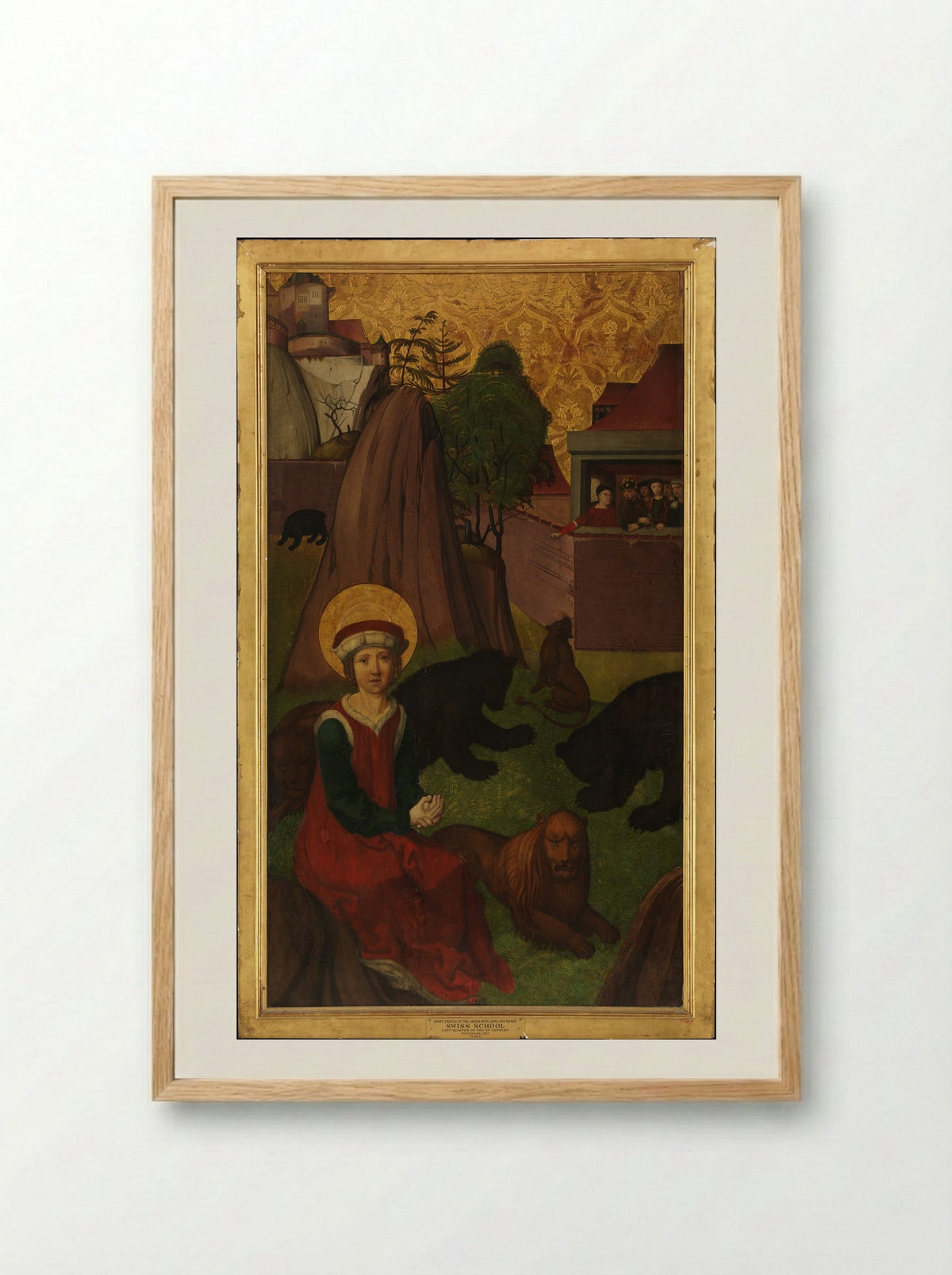 Saint Thecla in the Arena with Lions and Bears - Swiss School - Framed Print Wood