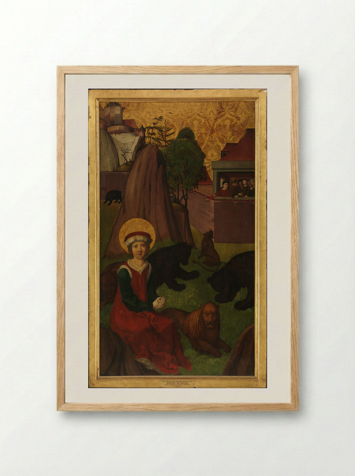Saint Thecla in the Arena with Lions and Bears - Swiss School - Framed Print Wood