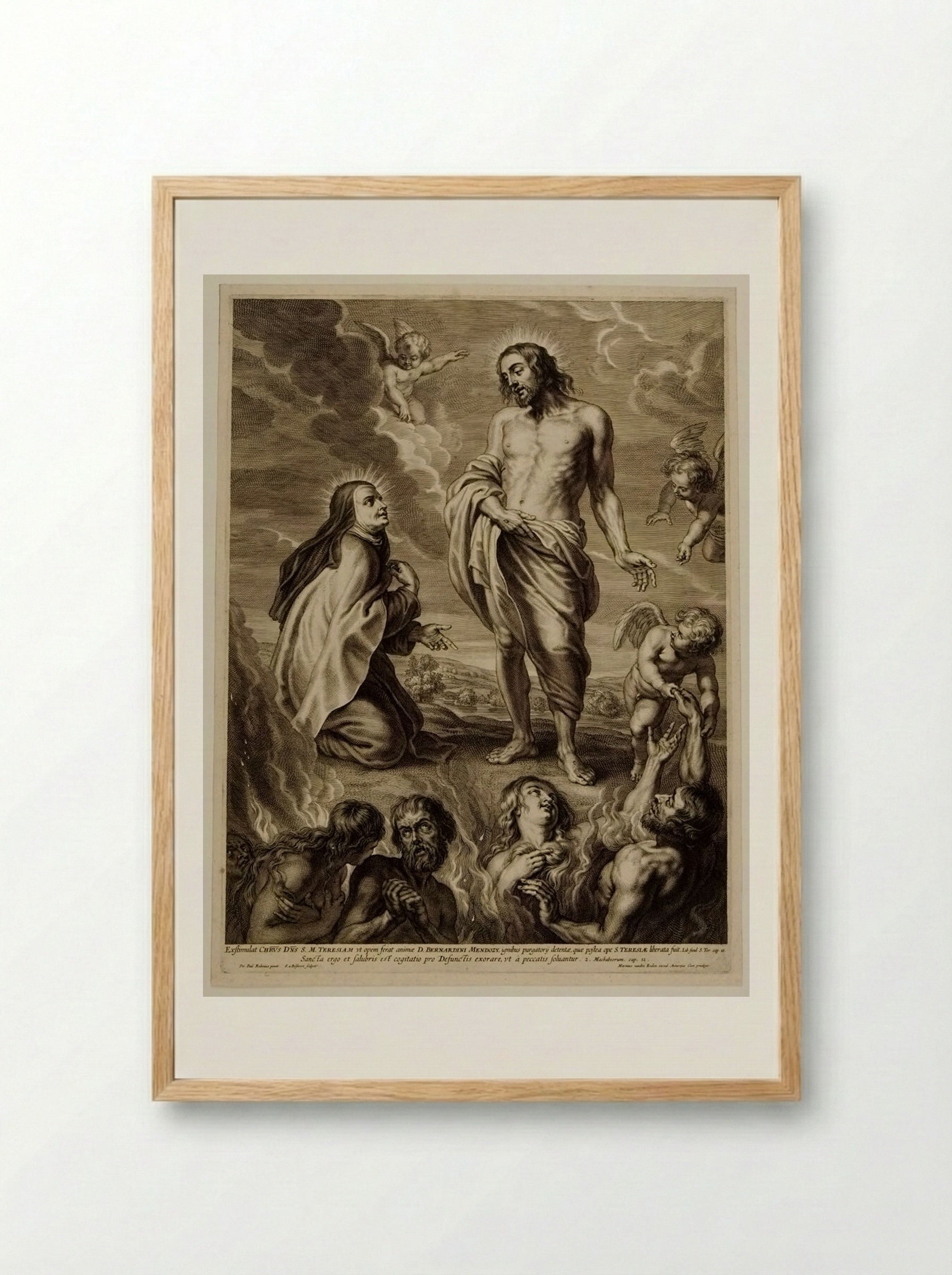 Saint Theresa Interceding for the Souls in Purgatory - Schelte Adamsz. Bolswert - Framed Print Wood